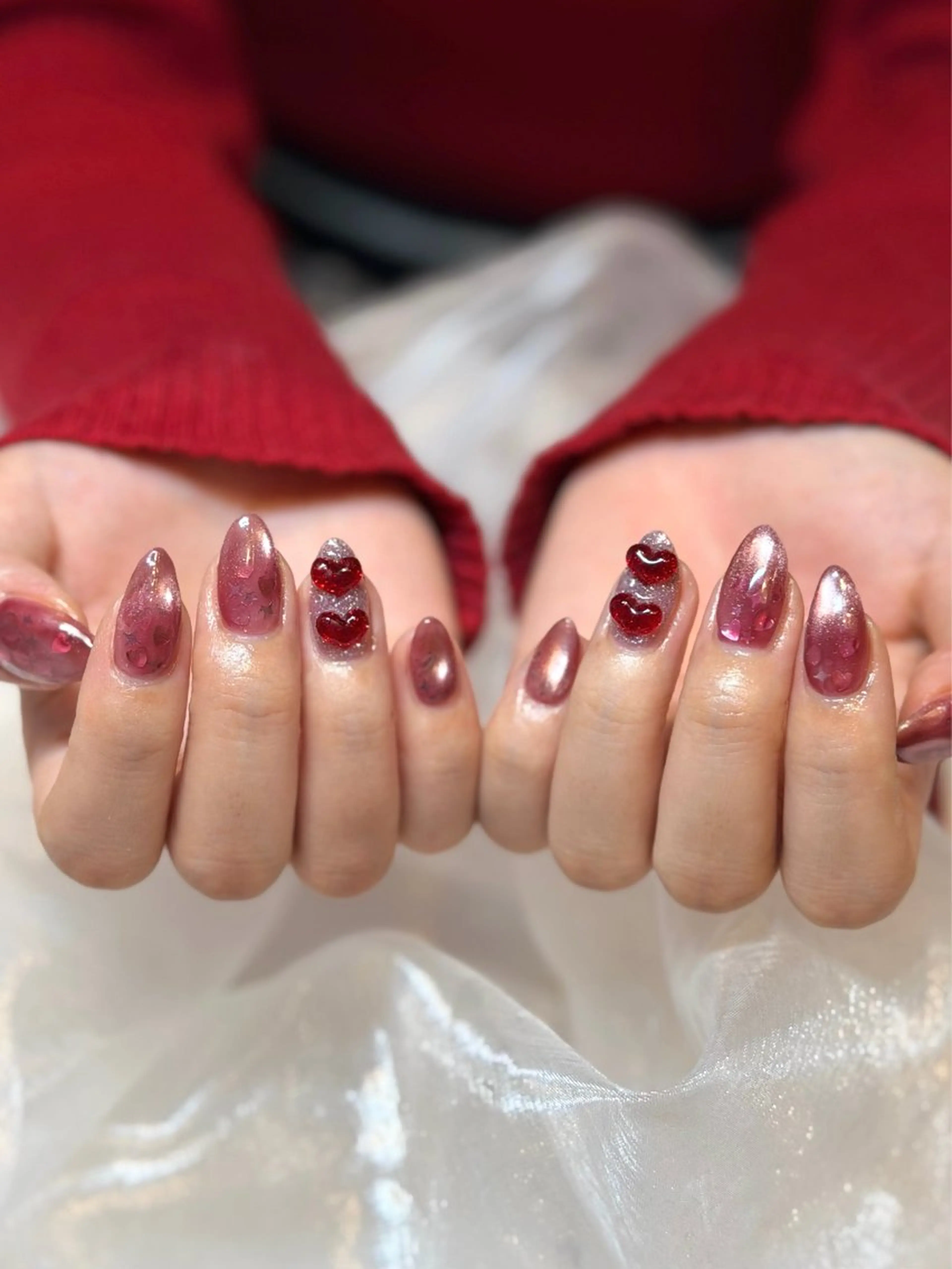 ネイル バレンタイン yume 大人ガーリーネイルのネイルデザイン
