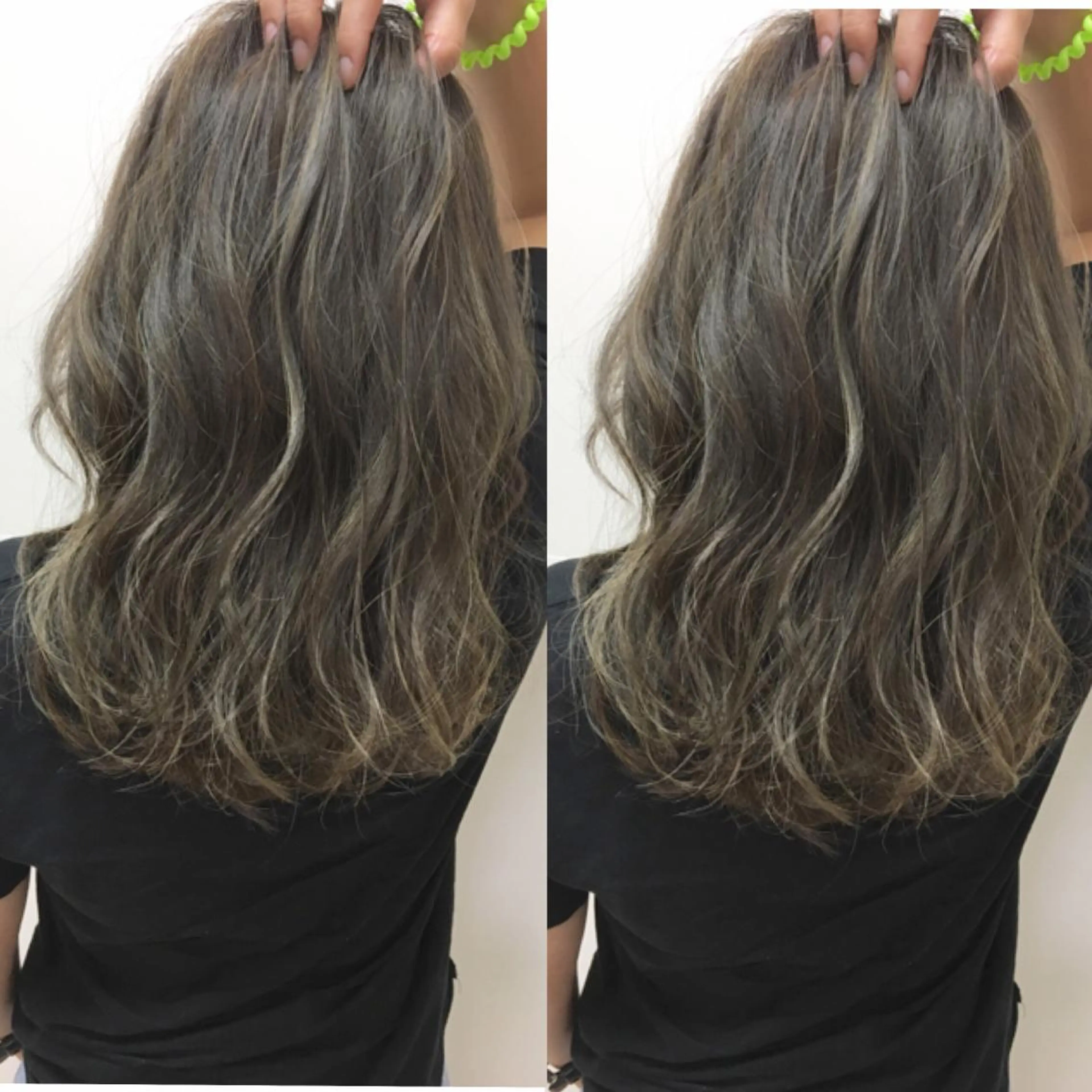 ミディアム カラー グレージュ ハイライトカラー ハイライト タナカ タクヤのヘアスタイル