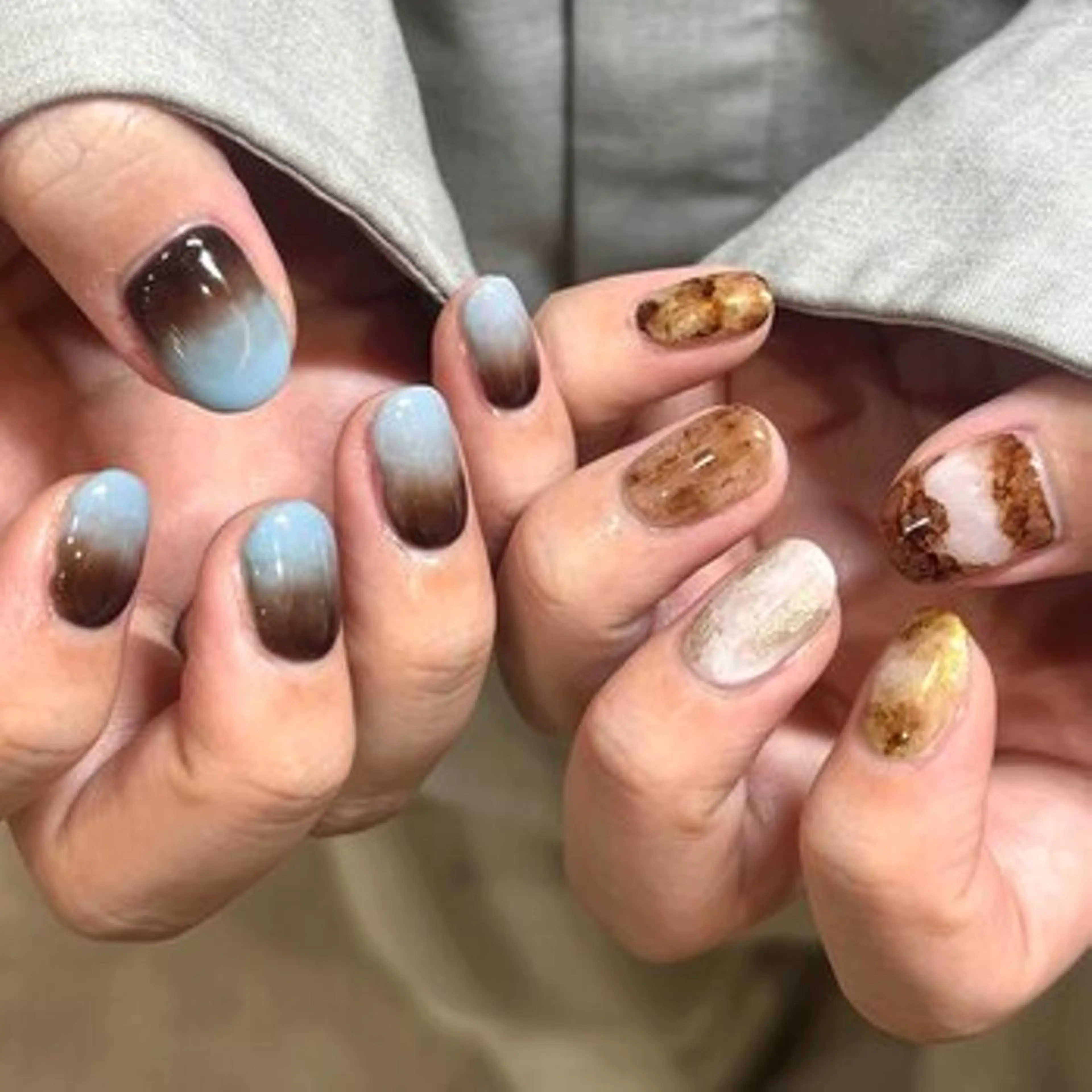 ネイル ブラウン ハンドネイル パラジェル認定サロン N°nail 立川のネイルデザイン