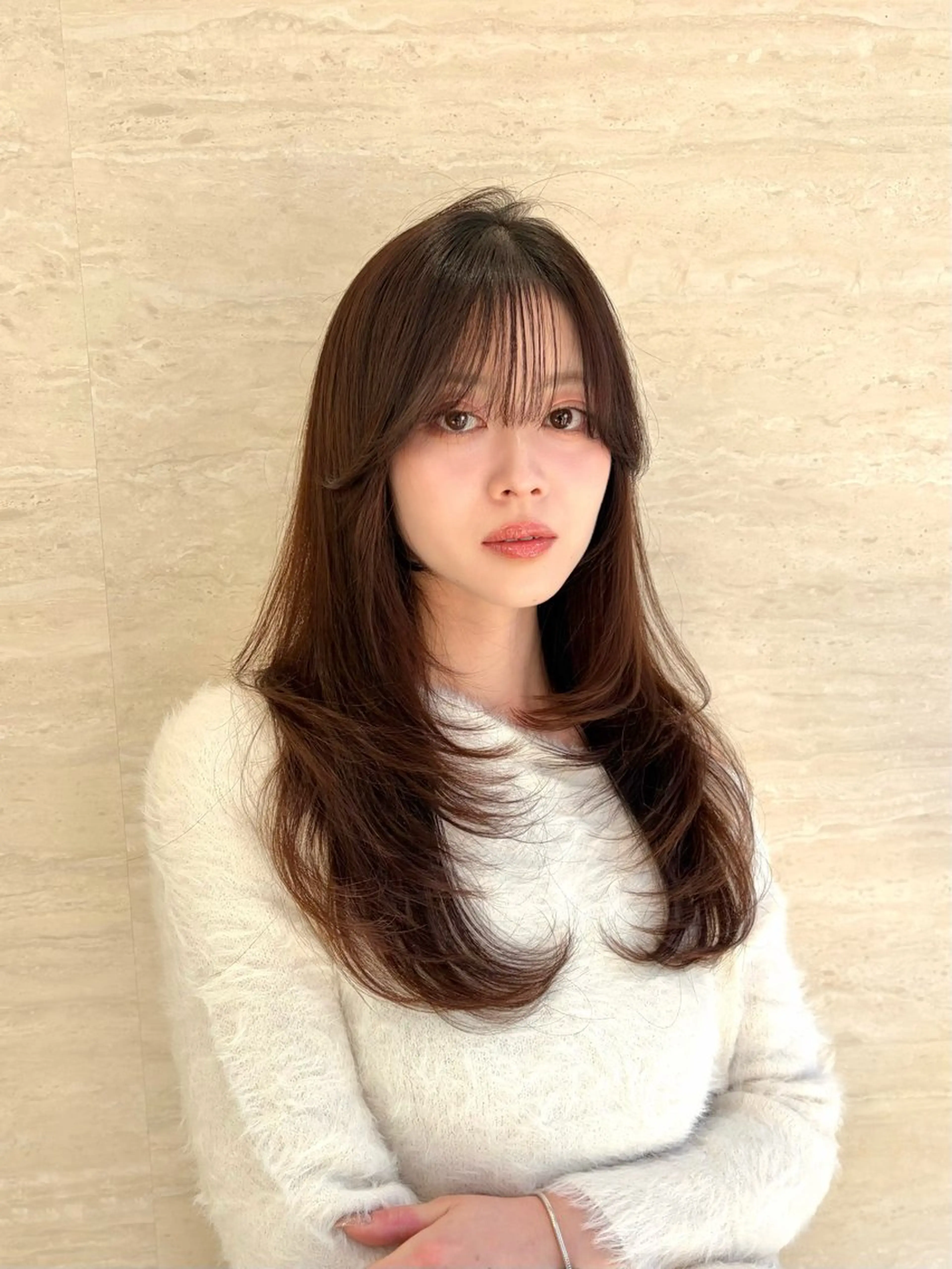 ロング レイヤーカット ロング 小顔カット カット トリートメント 韓国/タッセルボブ /レイヤーボブのヘアスタイル