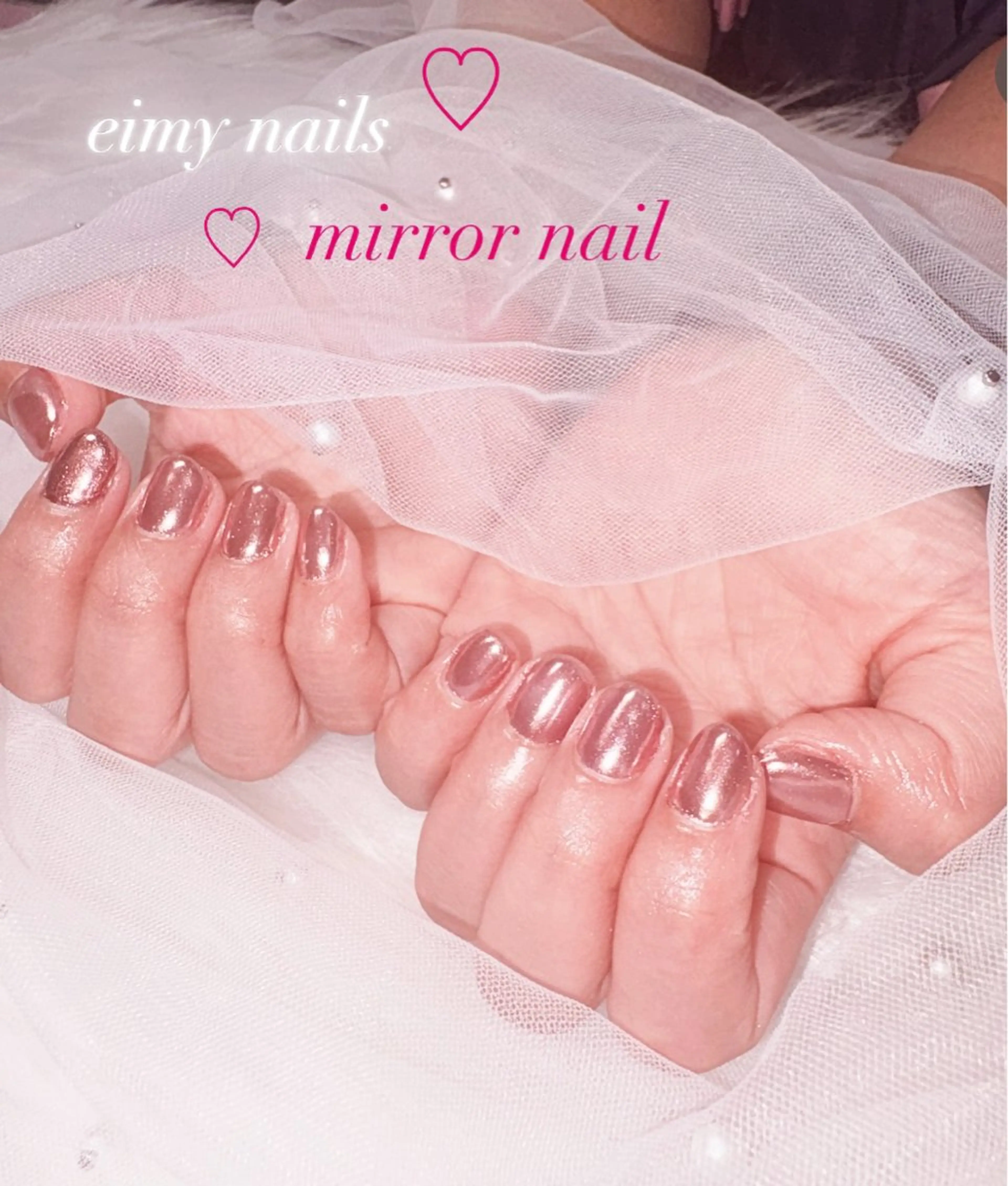 ネイル ミラーネイル ピンク 春ネイル ハンドネイル eimy nails♡のネイルデザイン
