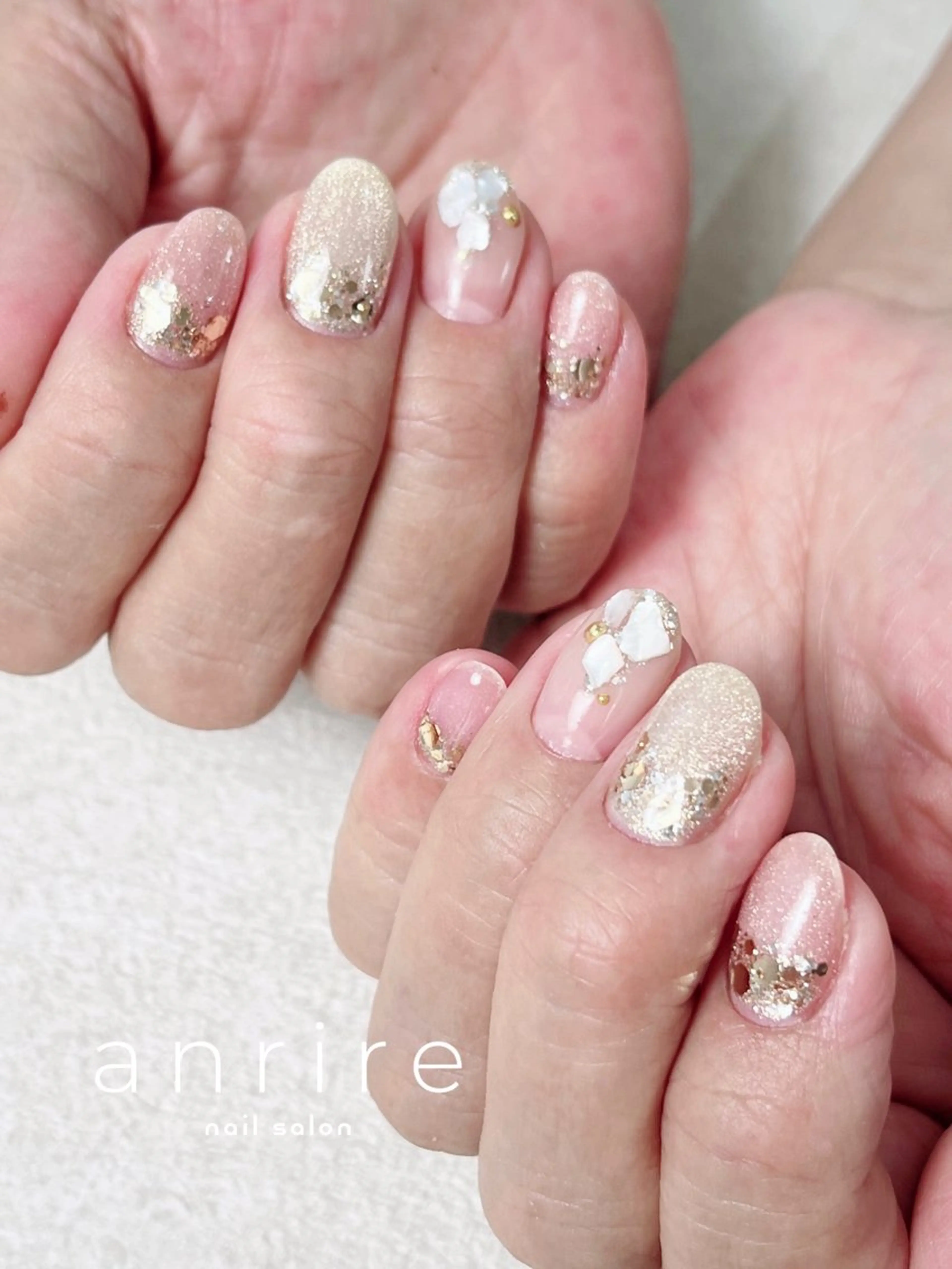 ネイル ジェルネイル キラキラネイル ラメ(グリッター) マグネットネイル オフィスネイル ハンドネイル nailsalon anrireのネイルデザイン