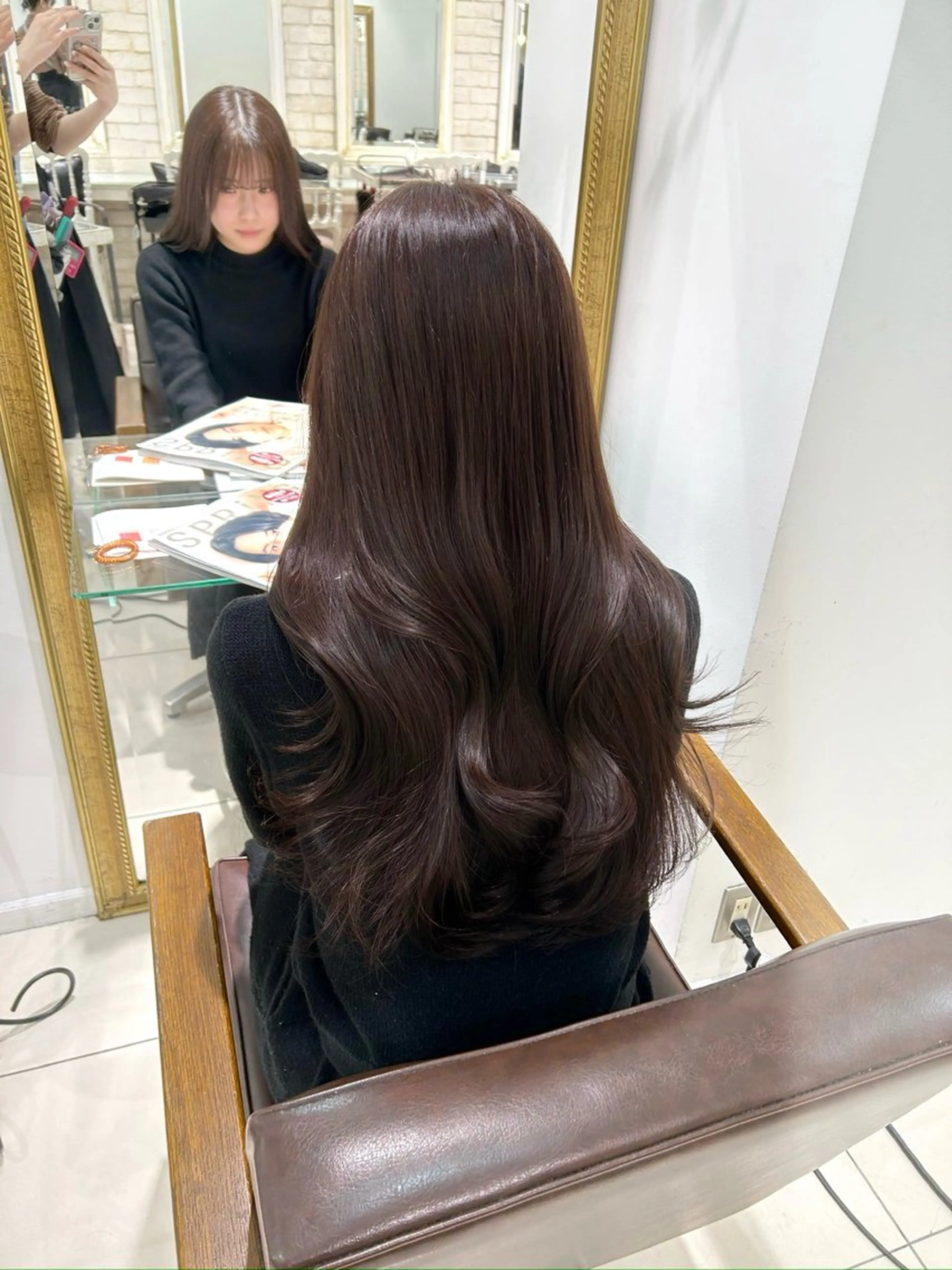 ロング カラー ヘアアレンジ ブリーチ 髪質改善 縮毛矯正 トリートメント 透明感カラー ai🫧🪞のヘアスタイル