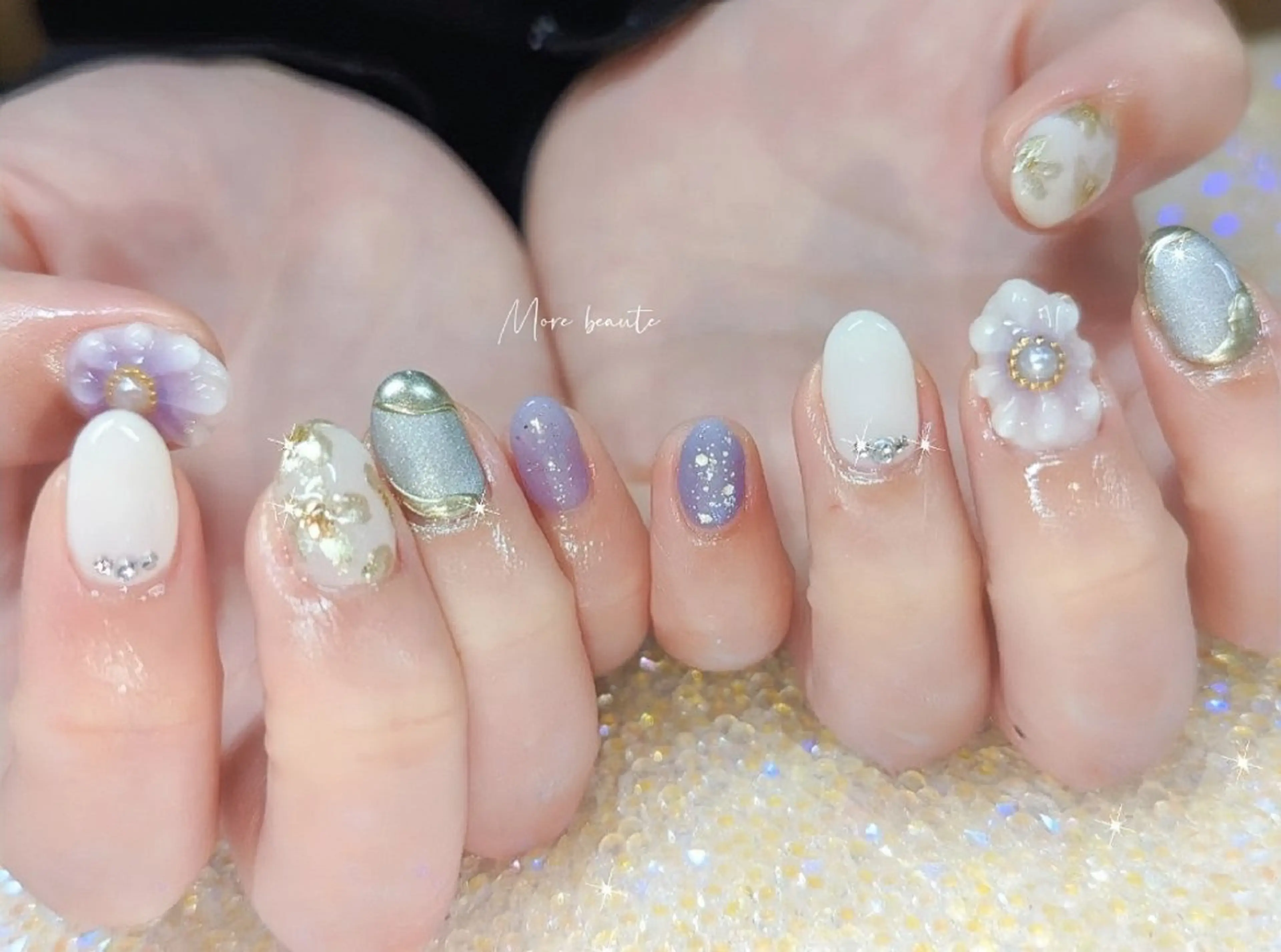 ネイル 長さ出し ジェルネイル ハート 韓国ネイル マグネットネイル ハンドネイル I LOVE ME NAIL.｡.:*♡のネイルデザイン