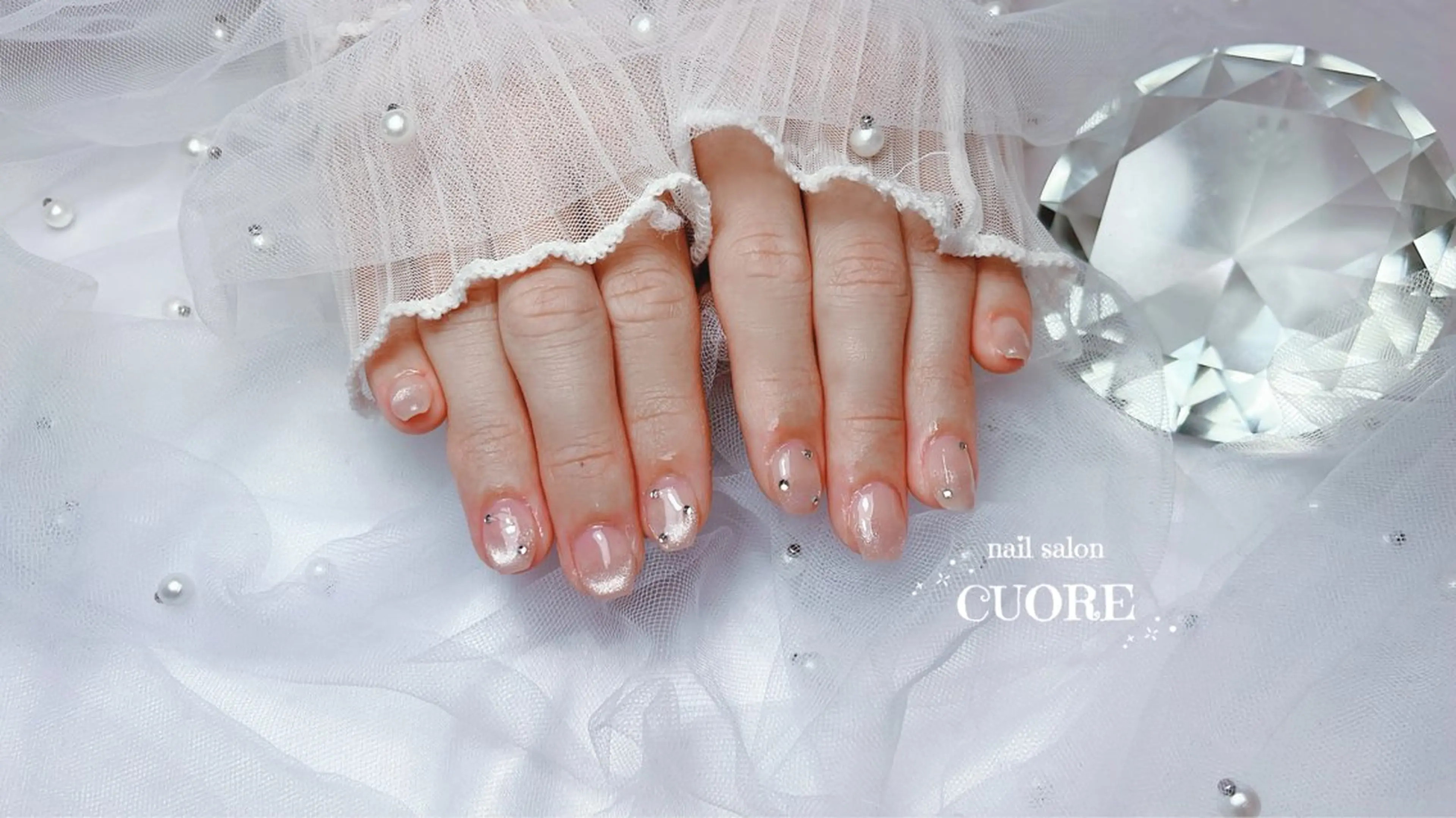 ネイル フレンチネイル 卒業式 マグネットネイル マグネットフレンチ シンプルネイル ハンドネイル nail salon CUOREのネイルデザイン