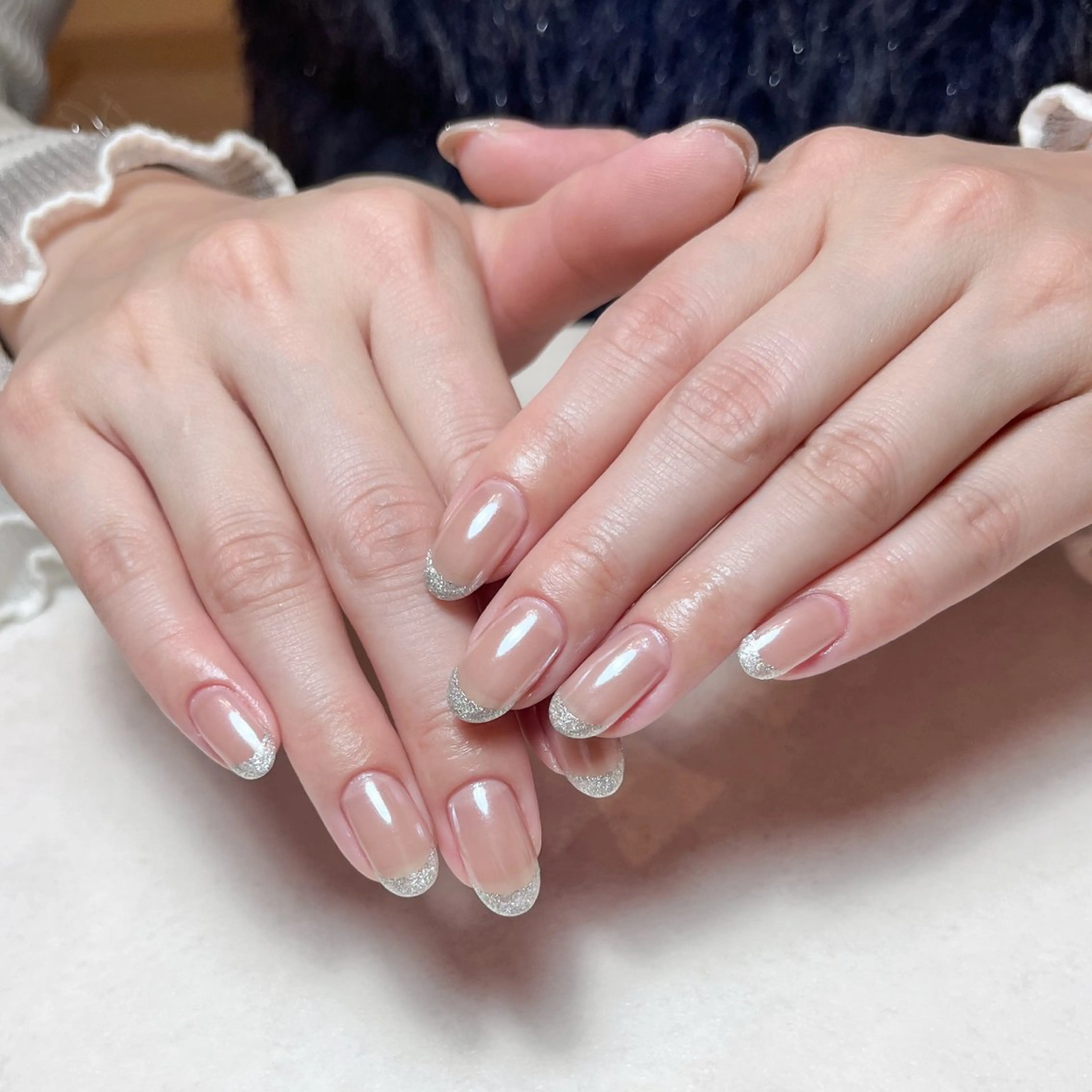 ネイル フレンチネイル 氷ネイル・うるうるネイル オフィスネイル ブライダルネイル Nail Salon BELMUEのネイルデザイン