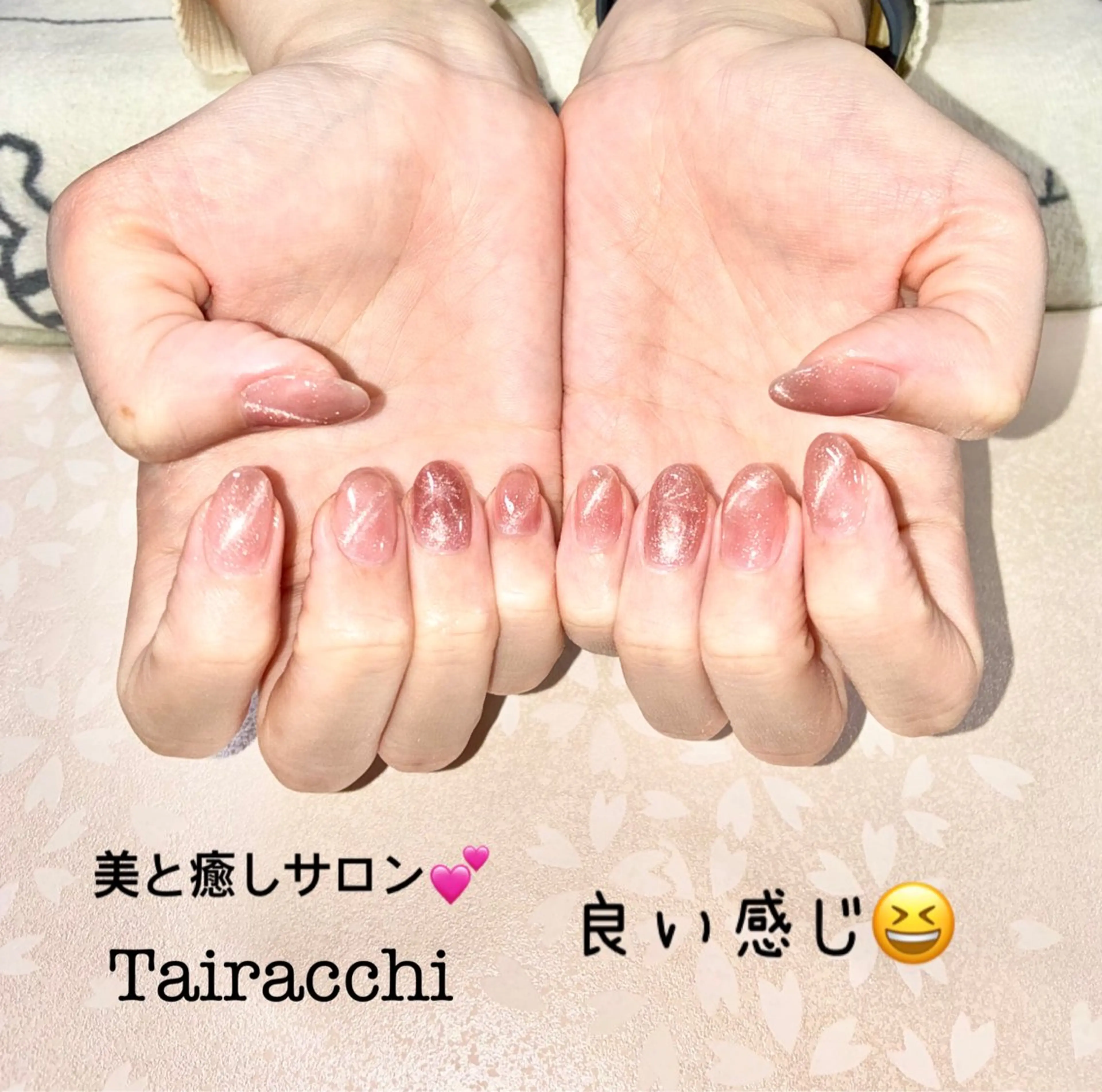 ネイル マグネットネイル ピンク ピンクベージュ ハンドネイル Tairacchi ﾀｲﾗｯﾁのネイルデザイン