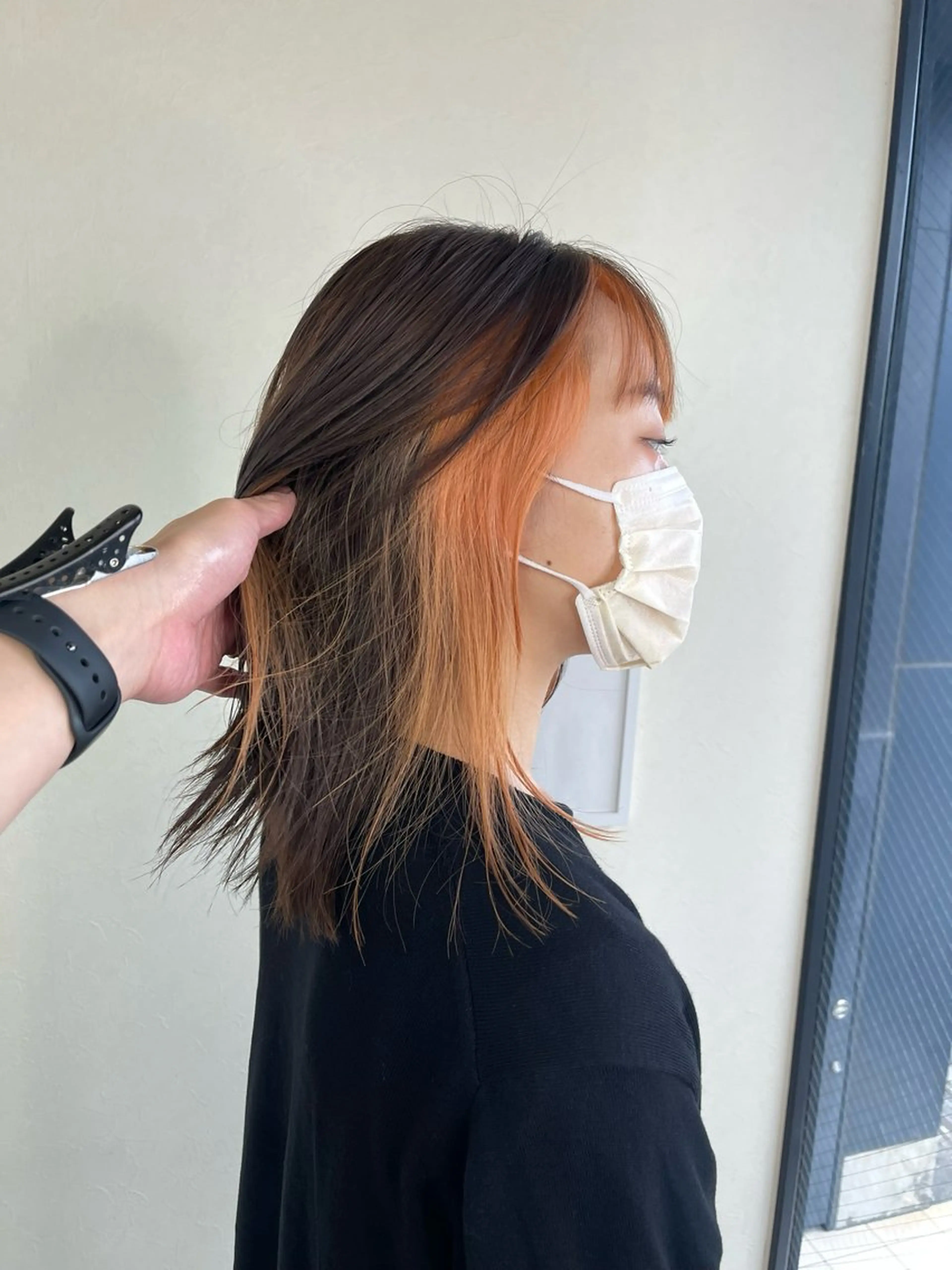 ミディアム カラー インナーカラー オレンジ カット ヘアカラー トリートメント ハイライトカラー✨ グレージュ✨鎌倉光洋のヘアスタイル