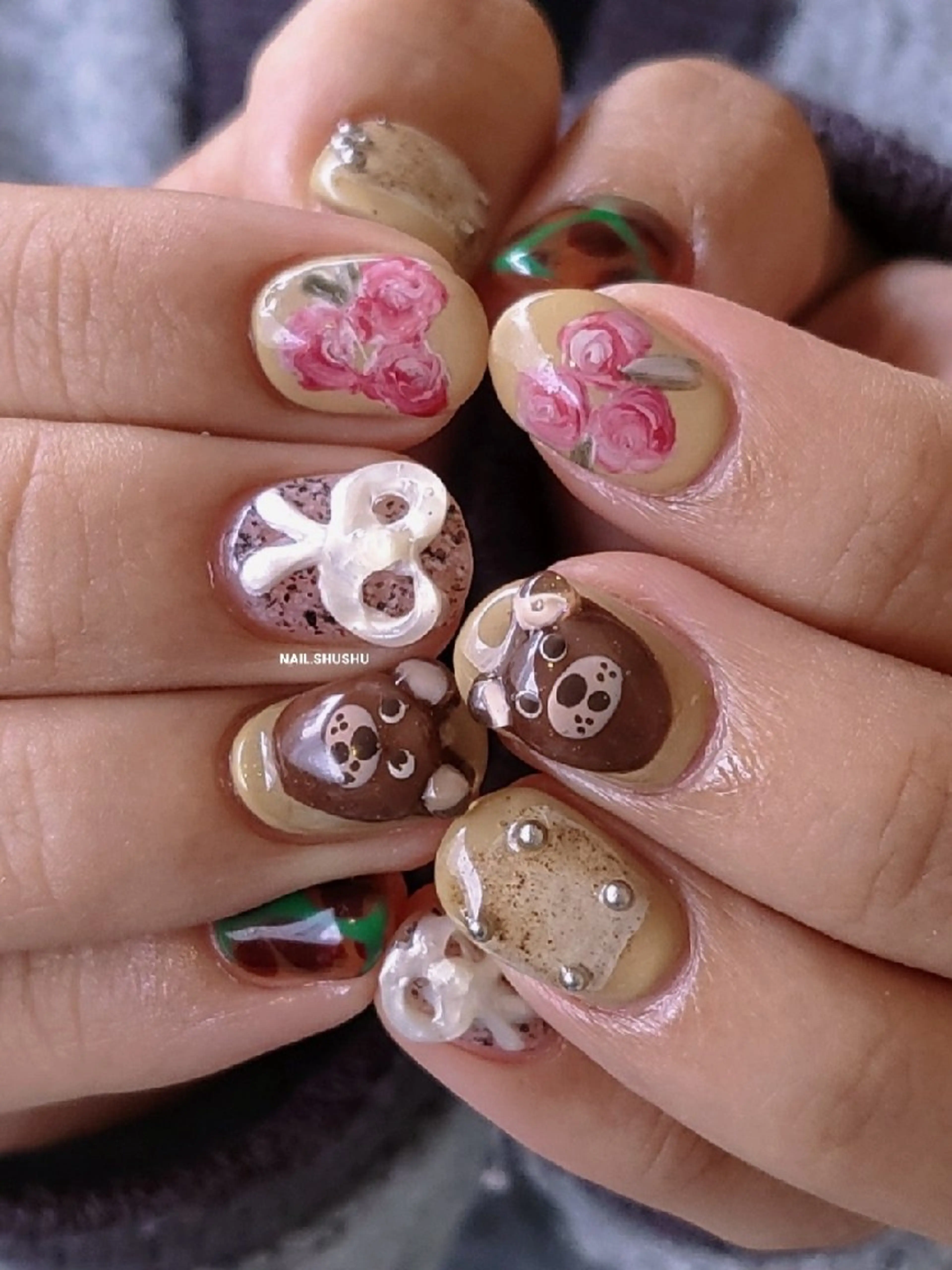 ネイル ハンドネイル 3dパーツ/流行り 👧shushu❤️のネイルデザイン
