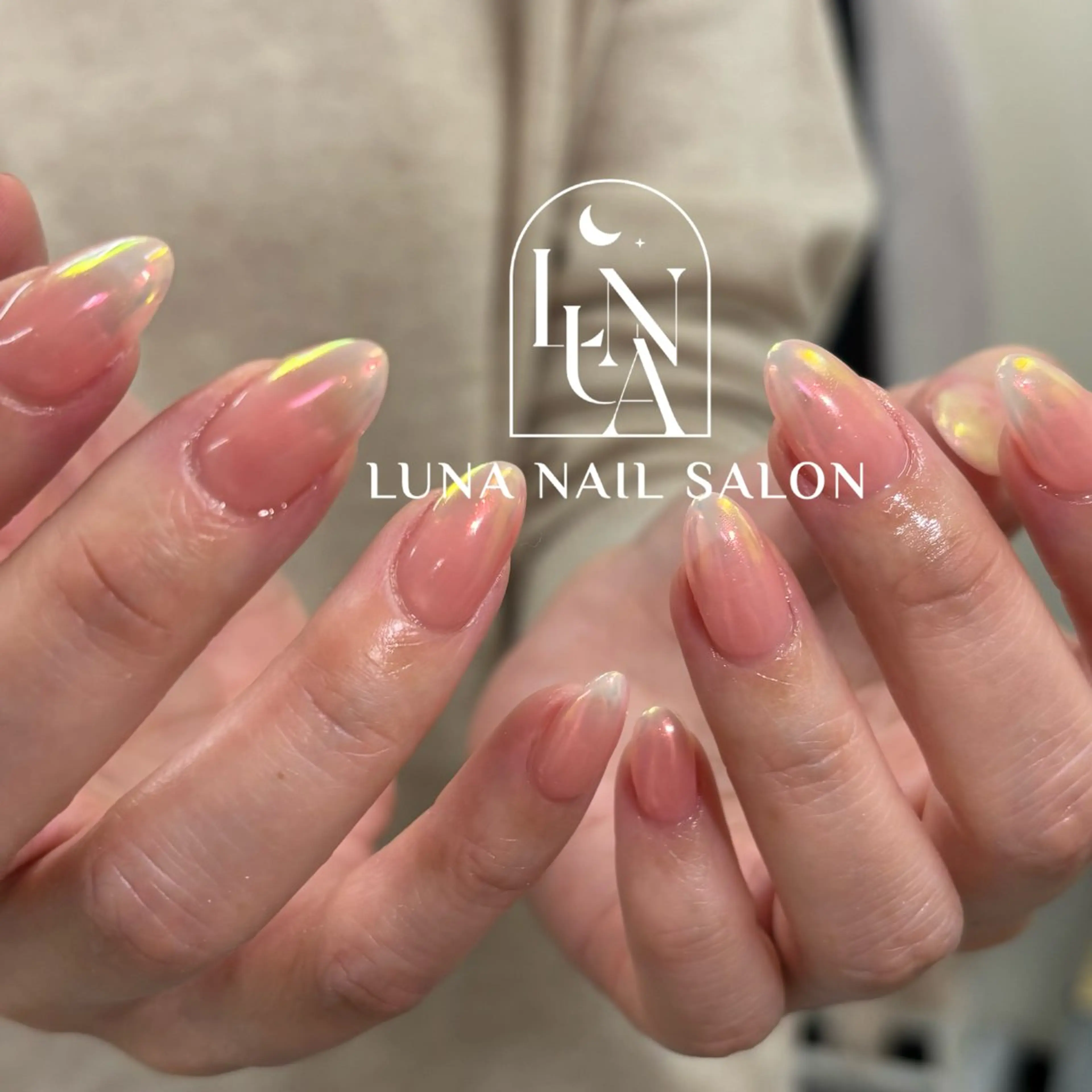ネイル アートネイル フレンチネイル ジェルネイル ガラスフレンチ 韓国ネイル ハンドネイル ハンドケア LUNA Nail salon💕のネイルデザイン