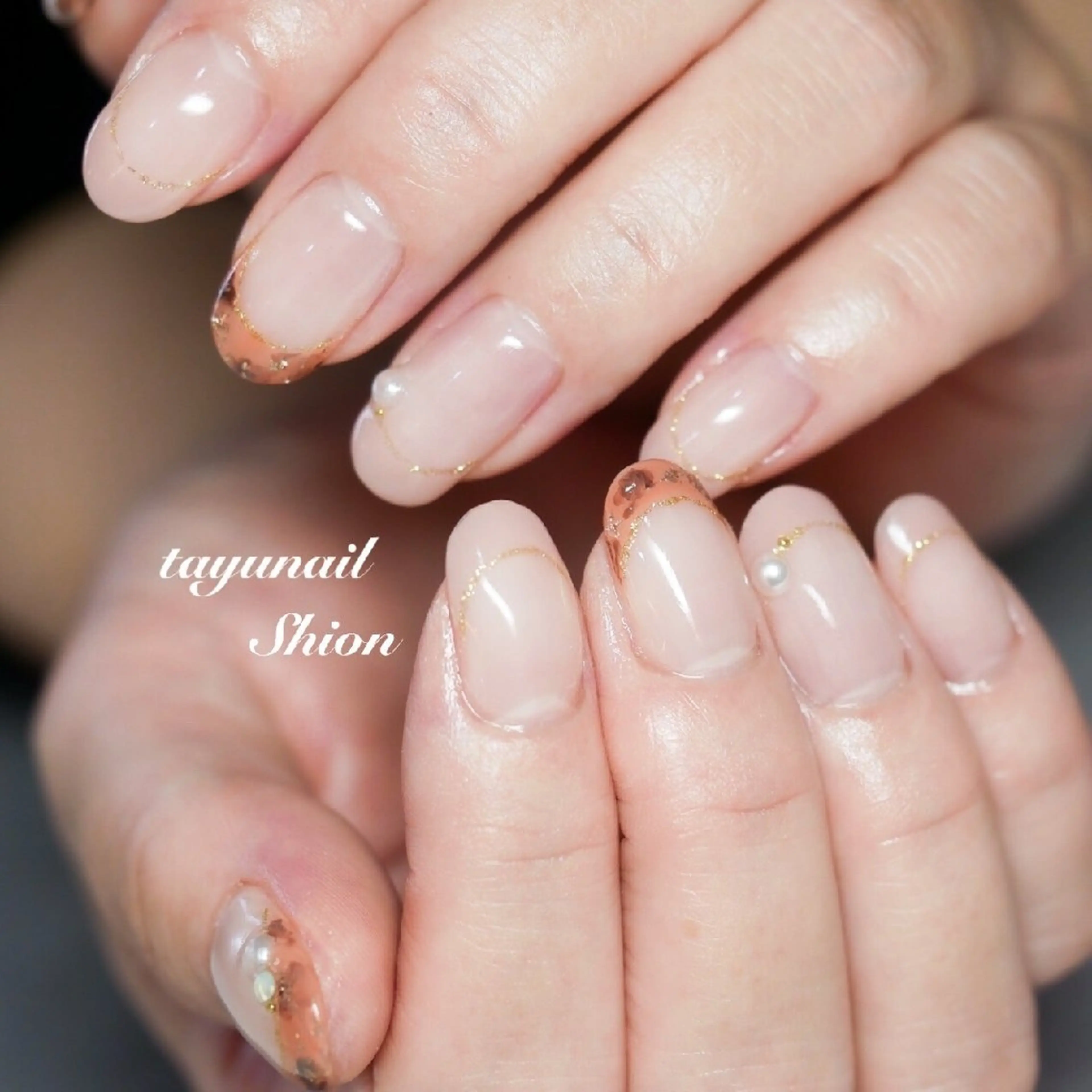 ネイル べっ甲ネイル フレンチネイル ジェルネイル パラジェル 冬ネイル ネイルサロン 【たゆnail】のネイルデザイン