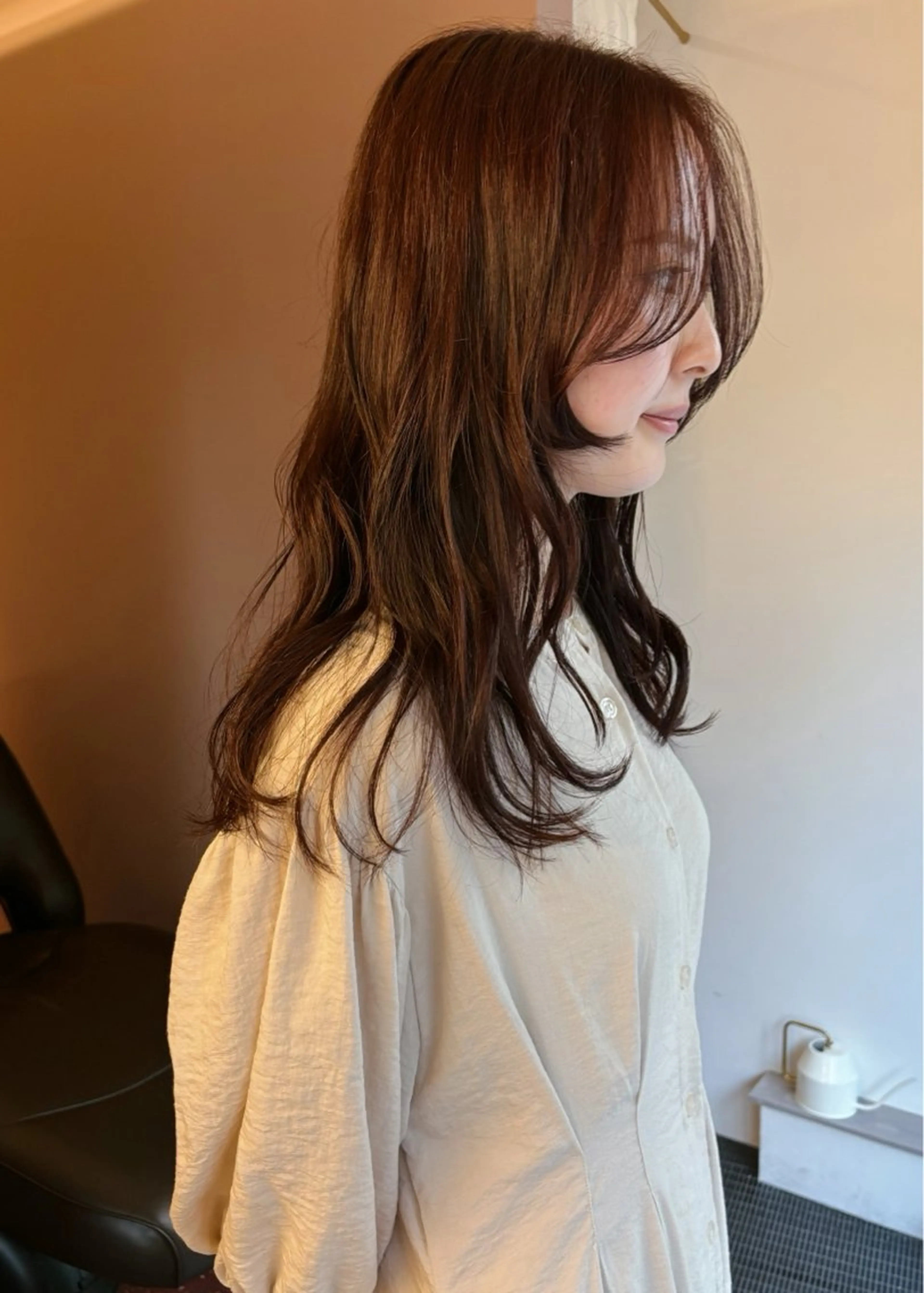 セミロング カラー ブラウンカラー レッドカラー レッドブラウン カット ヘアカラー トリートメント 西山 紗耶香🪽 透明感カラー/ボブのヘアスタイル