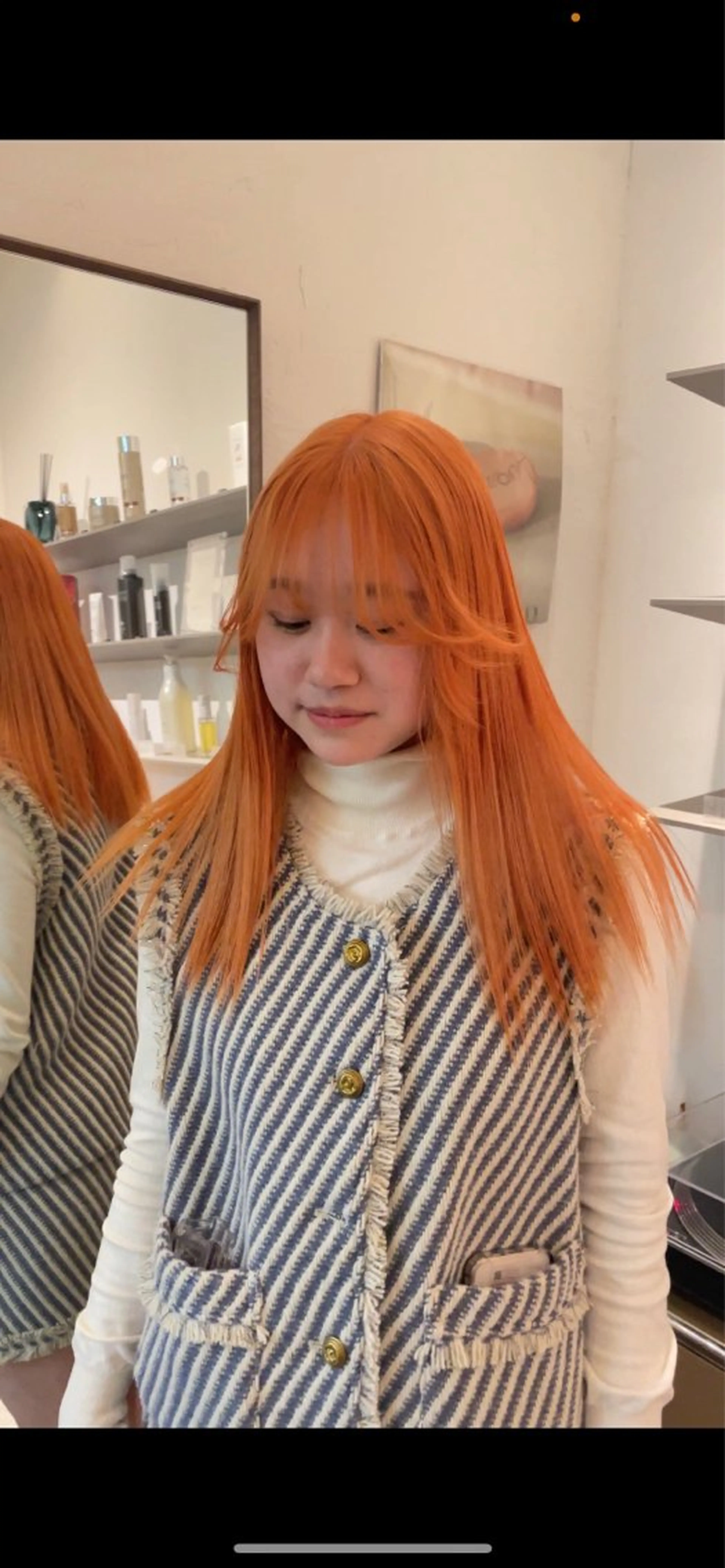 ロング カラー オレンジ HITOMI 福岡パーマのヘアスタイル