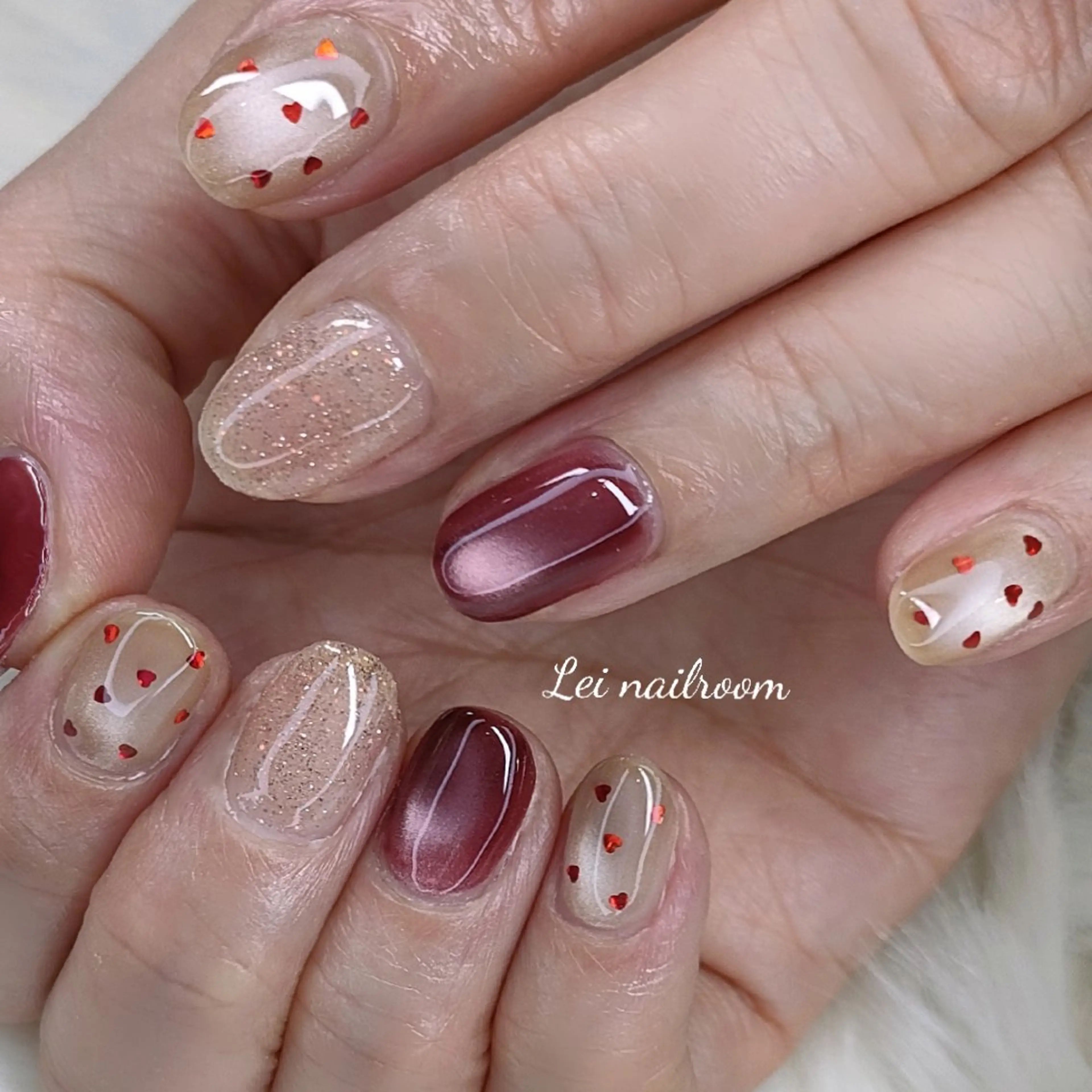 ネイル ボルドー マグネットネイル lei🌼 nailroomのネイルデザイン