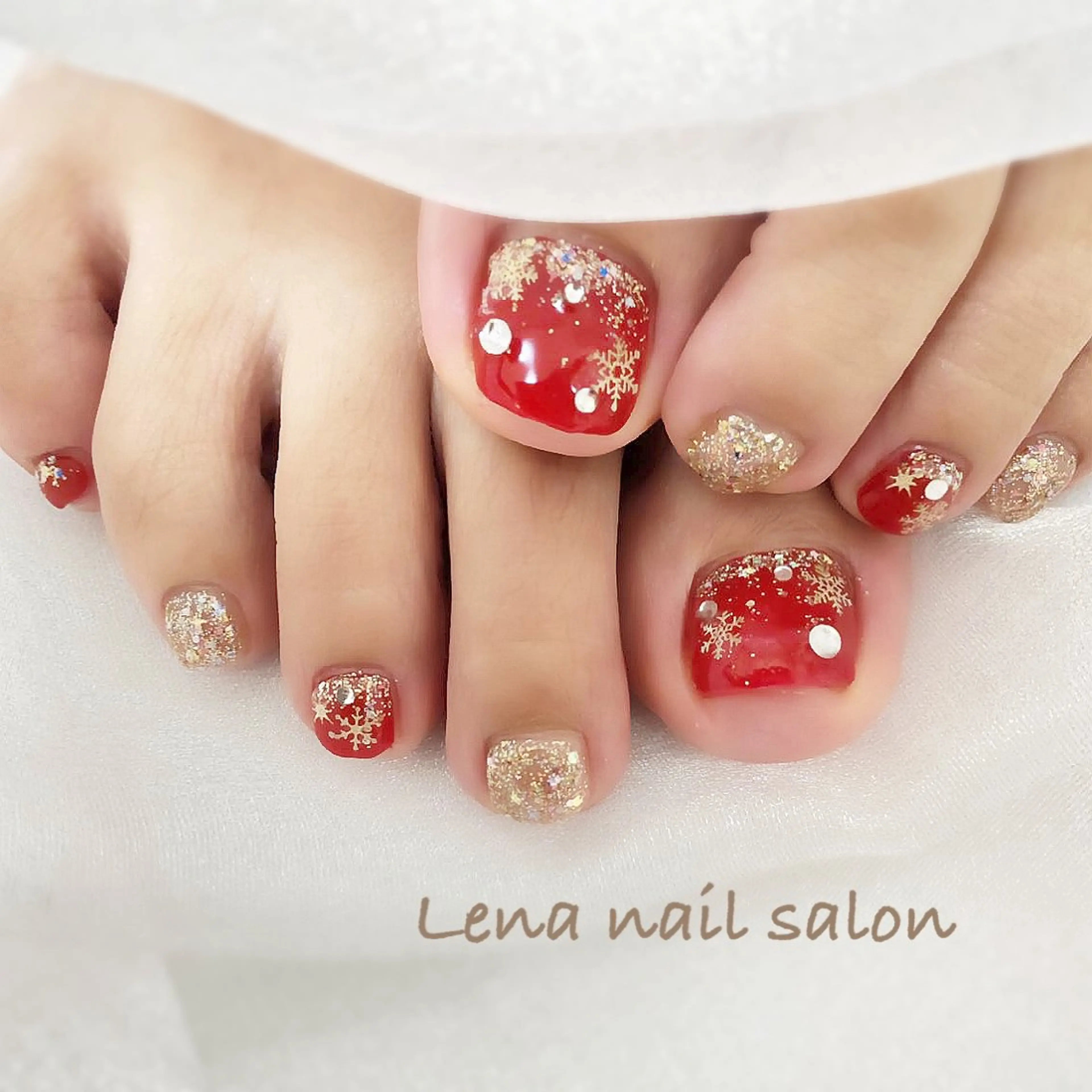 ネイル フットネイル ジェルネイル オフィスネイル パラジェル フットネイル 自爪育成ネイルケア Lena  nailのネイルデザイン
