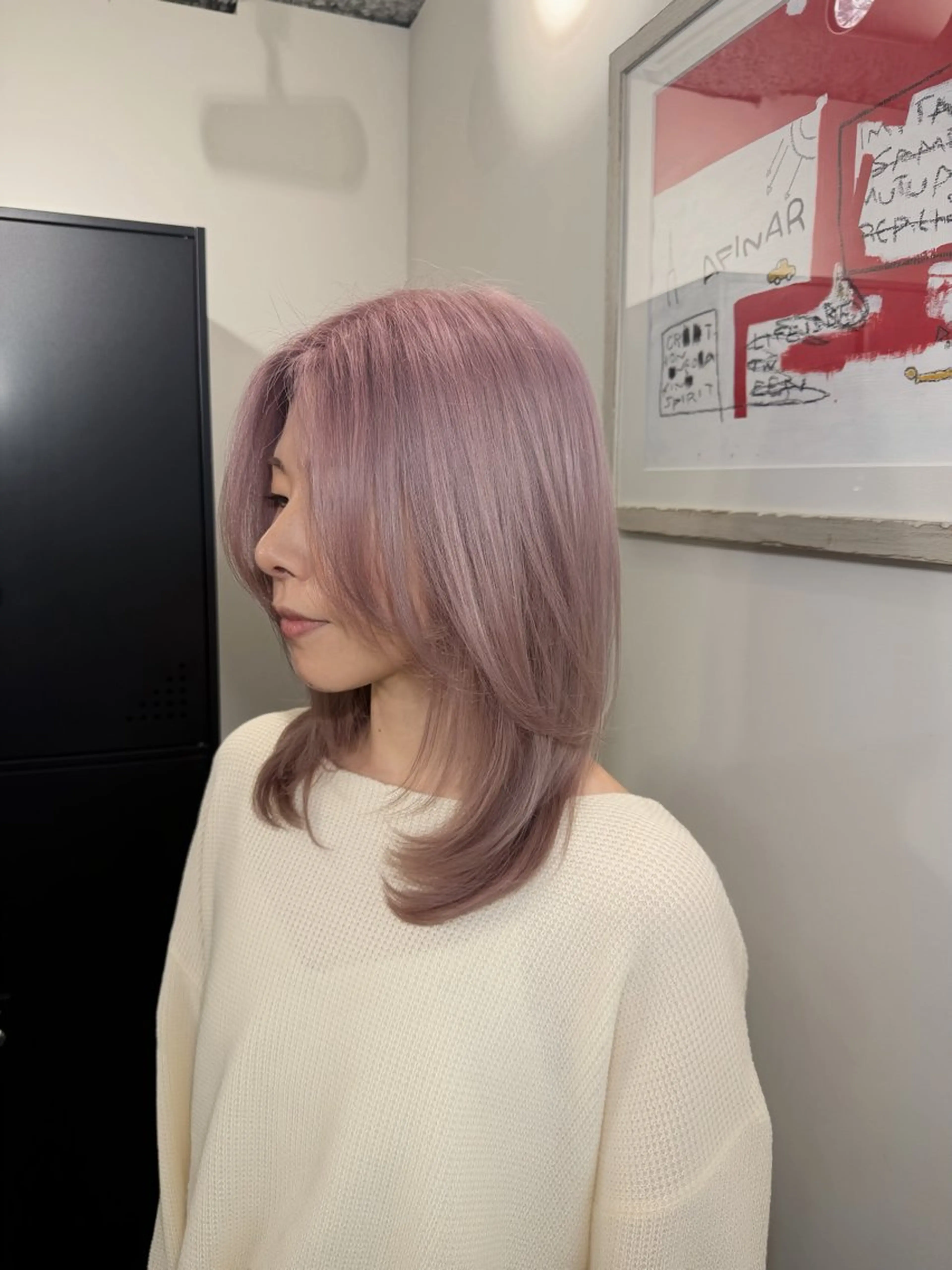 ミディアム カラー カット ヘアカラー ブリーチ/エクステ/ 新宿/アリルのヘアスタイル