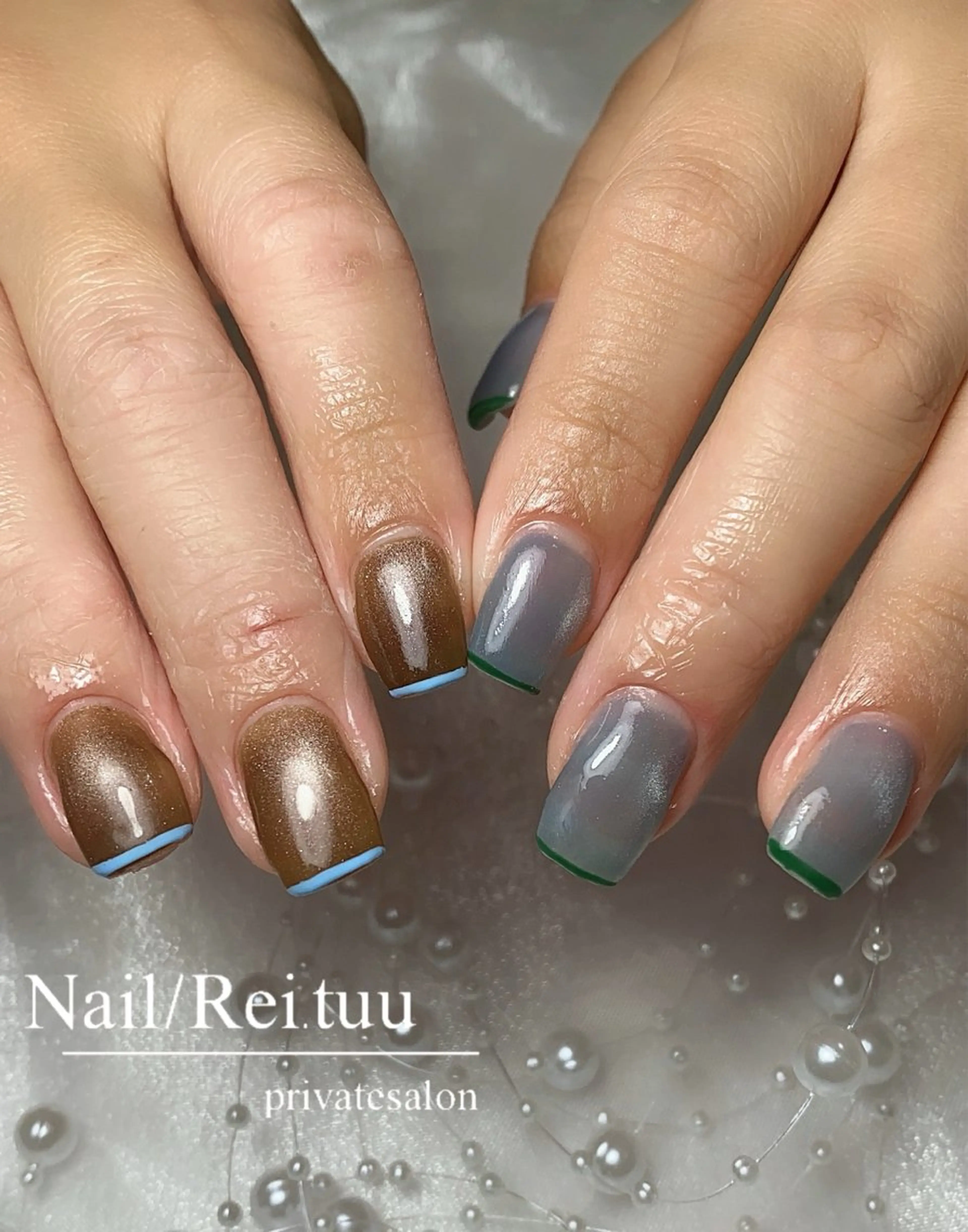 ネイル チークネイル フラッシュネイル フットネイル フレンチネイル ガラスフレンチ Nailsalon / Rei.tuuのネイルデザイン