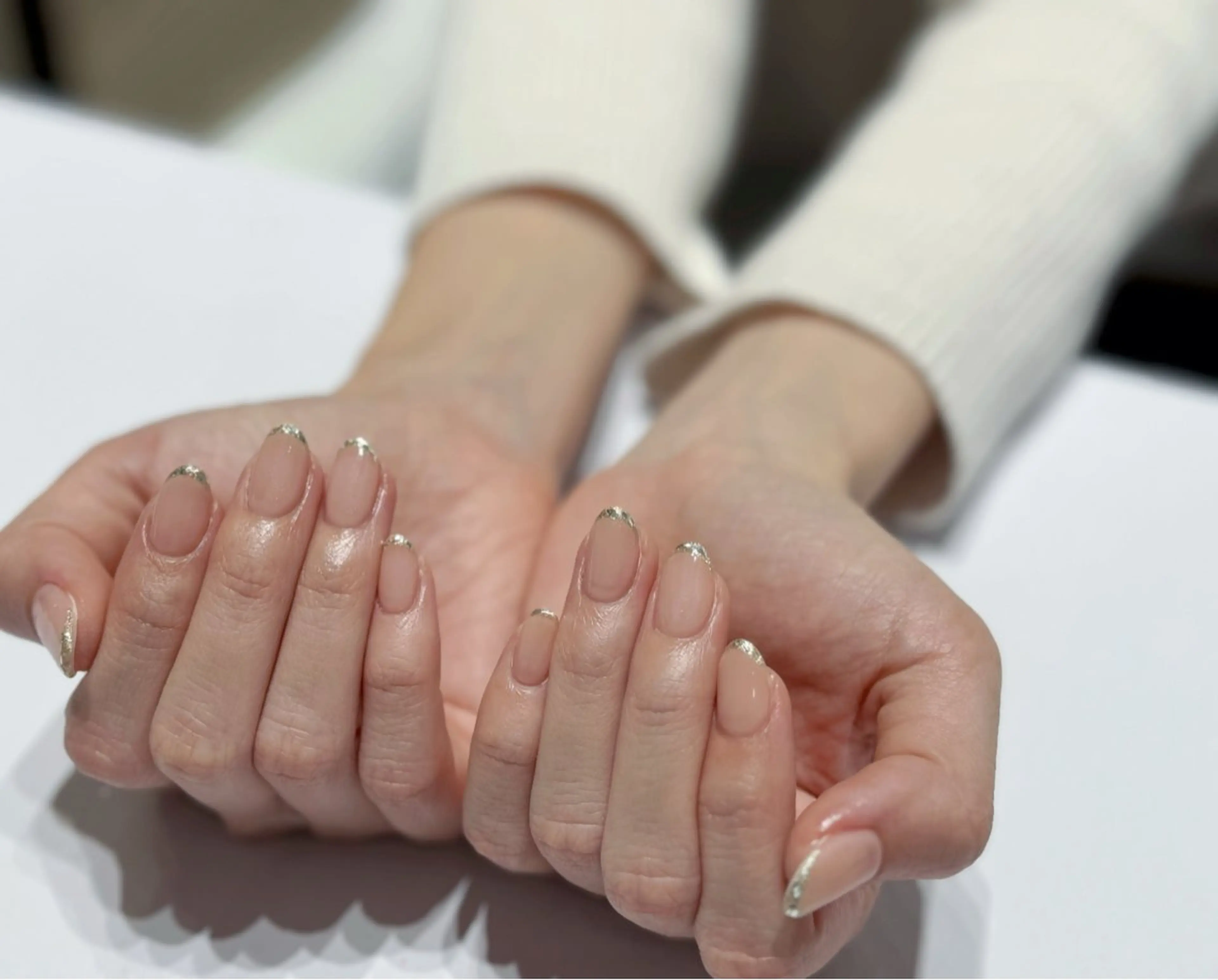 ネイル フレンチネイル ガラスフレンチ 清川 椿咲のネイルデザイン