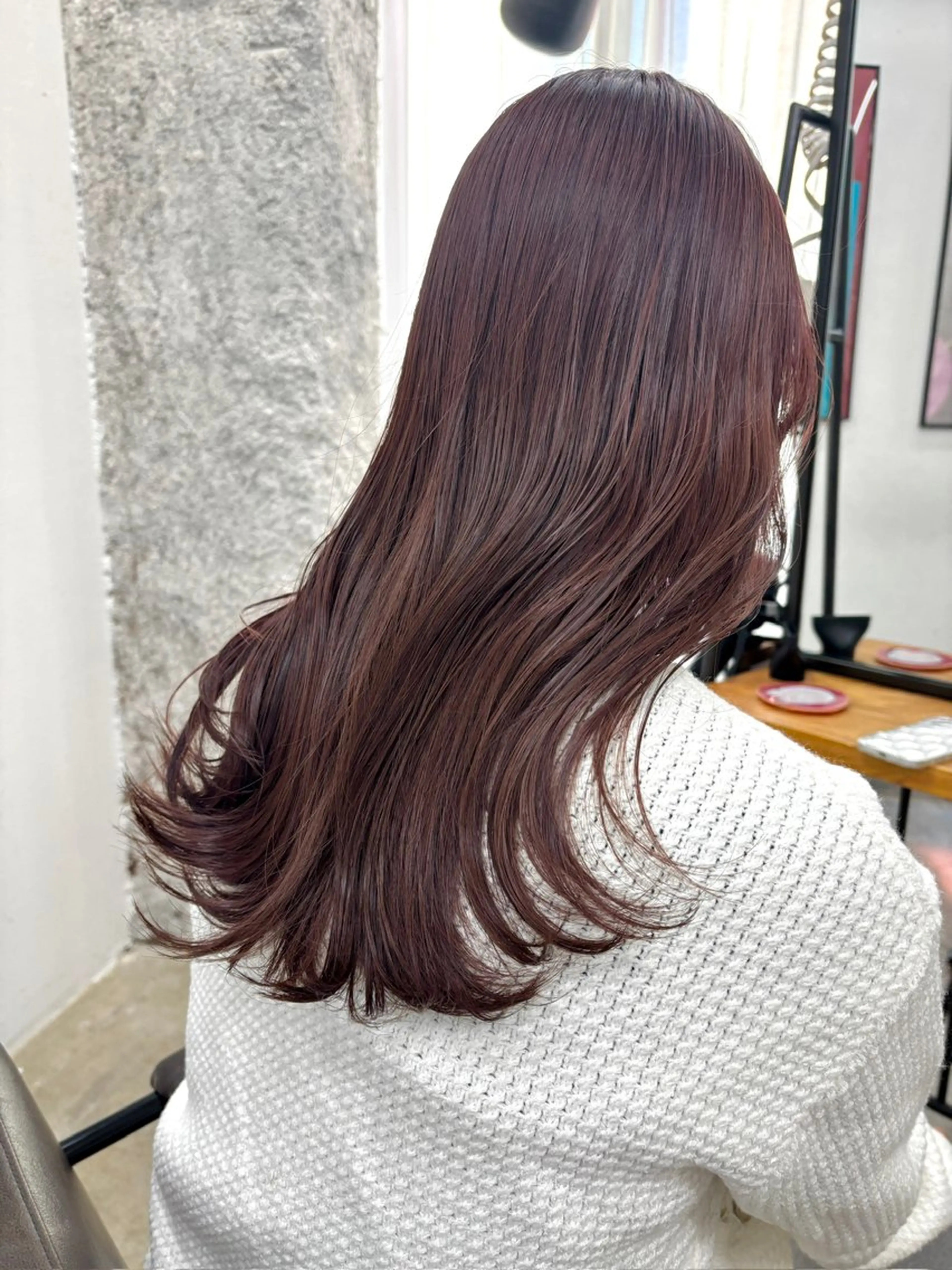 ロング カラー ベージュカラー ブリーチ ボルドーカラー ブラウンカラー カシス ヘアカラー トリートメント 暖色カラー/天神/ ヘイマサクラのヘアスタイル