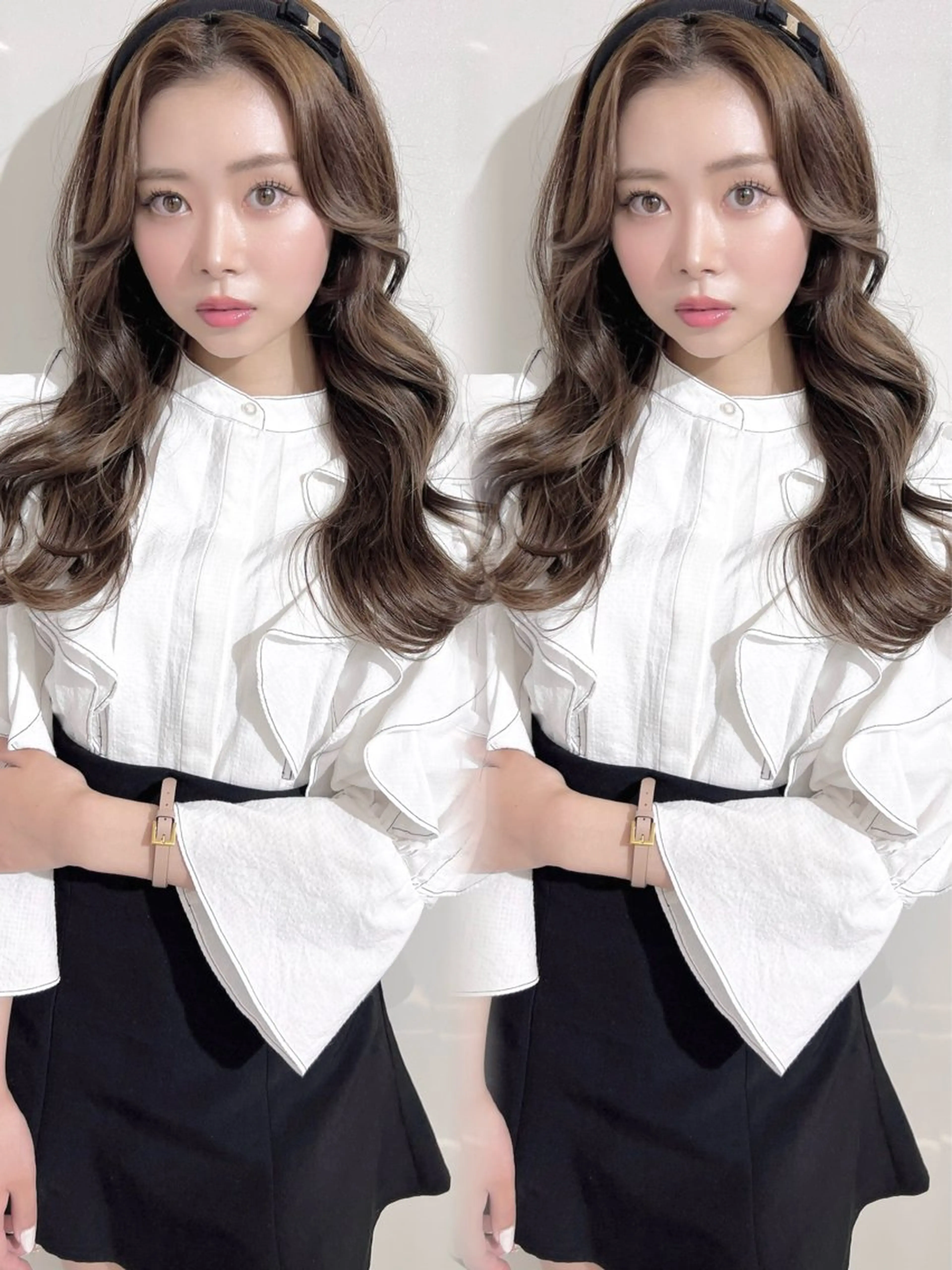 セミロング カラー ヘアアレンジ ベージュカラー ブリーチ イルミナカラー オリーブベージュ トリートメント ヘアカラー トリートメント 盛れる顔周り🤍渋谷 Risa🎀のヘアスタイル