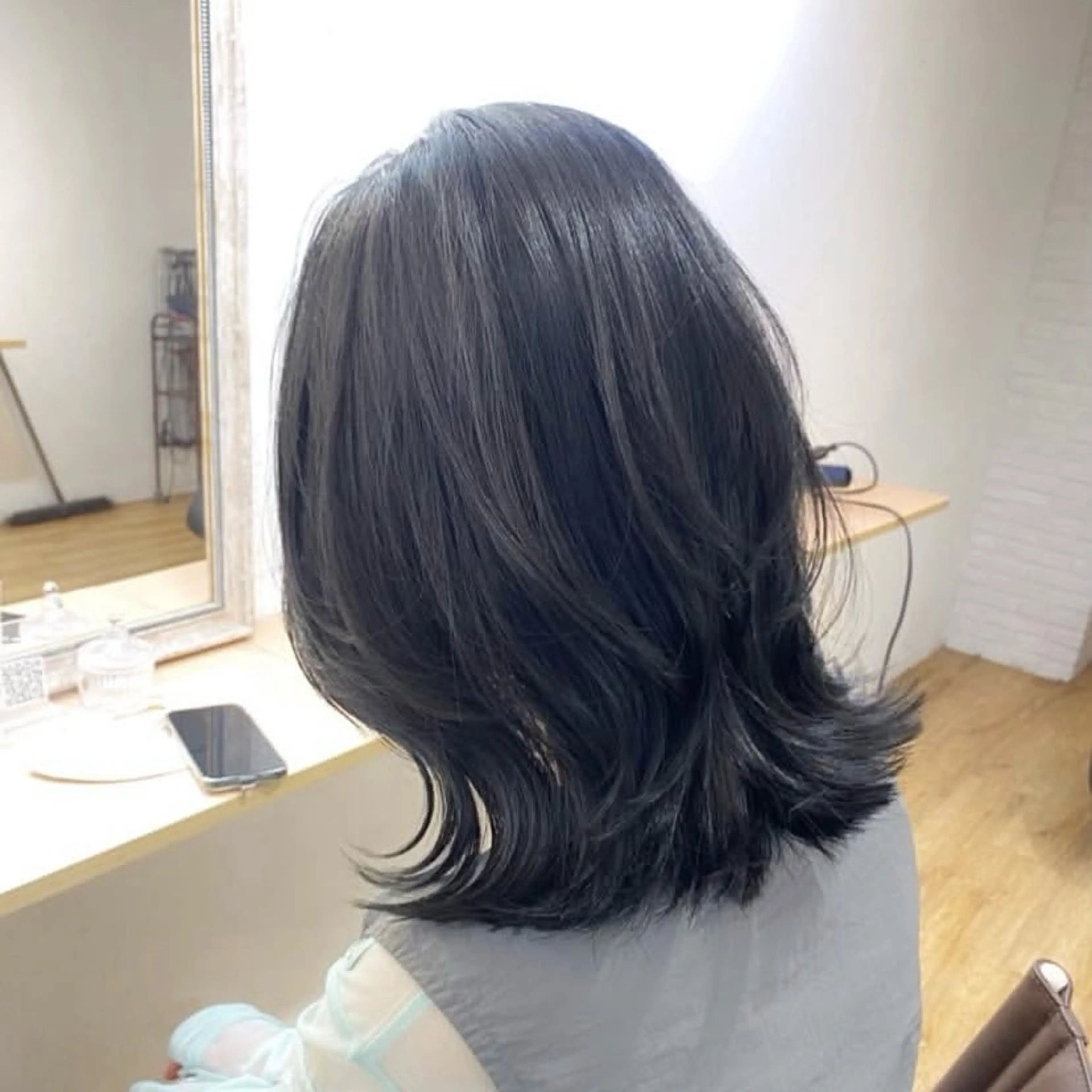 ミディアム カラー アッシュ ベージュカラー 黒髪 ブルーカラー ブルーブラック カット ヘアカラー トリートメント ヘッドスパ ヘアセット 透明感/韓国風 🤍moeka🤍のヘアスタイル