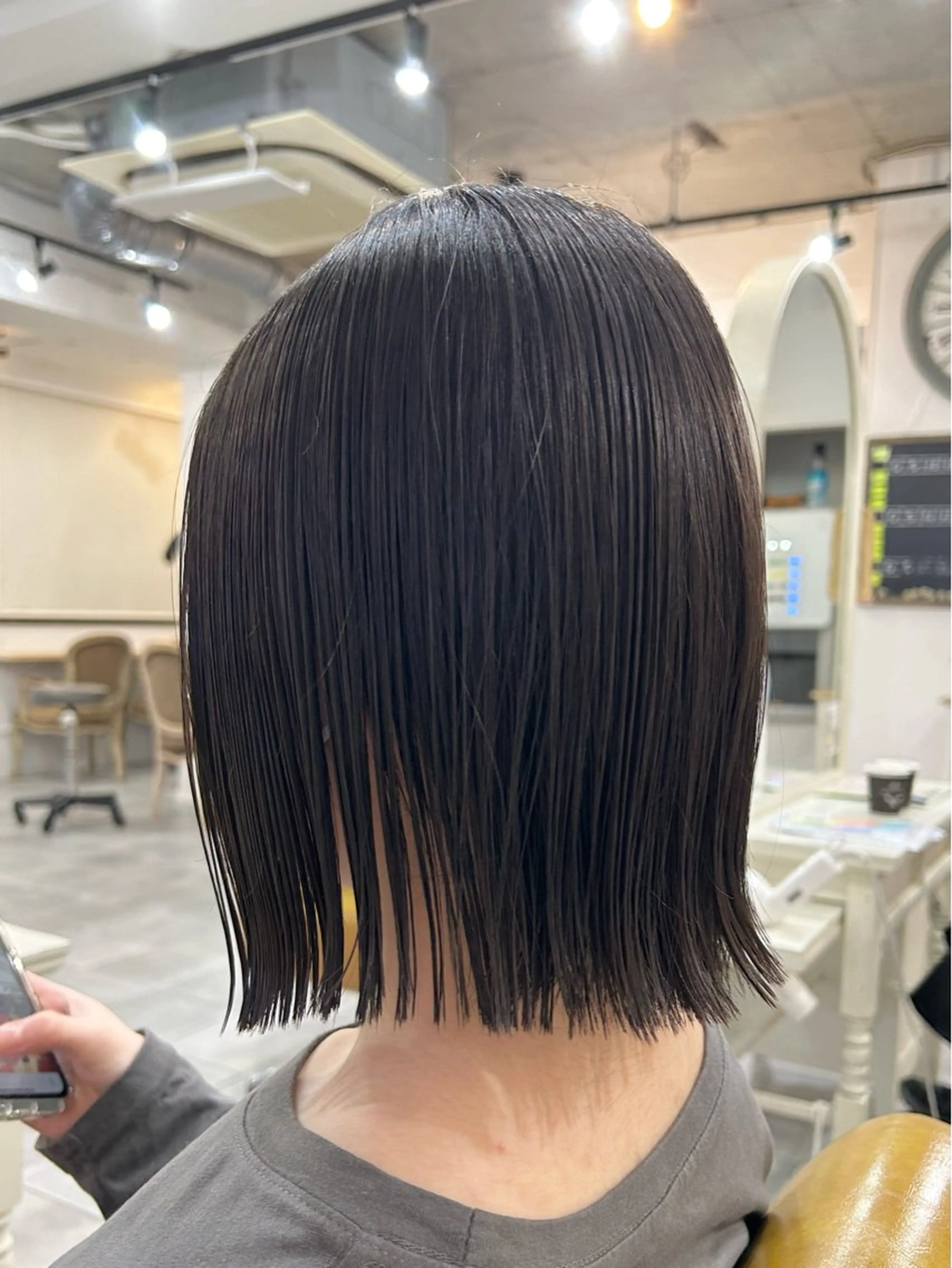 ミディアム 切りっぱなしボブ ボブ 顔まわりカット/ボブ /🧁とーこ🧁のヘアスタイル