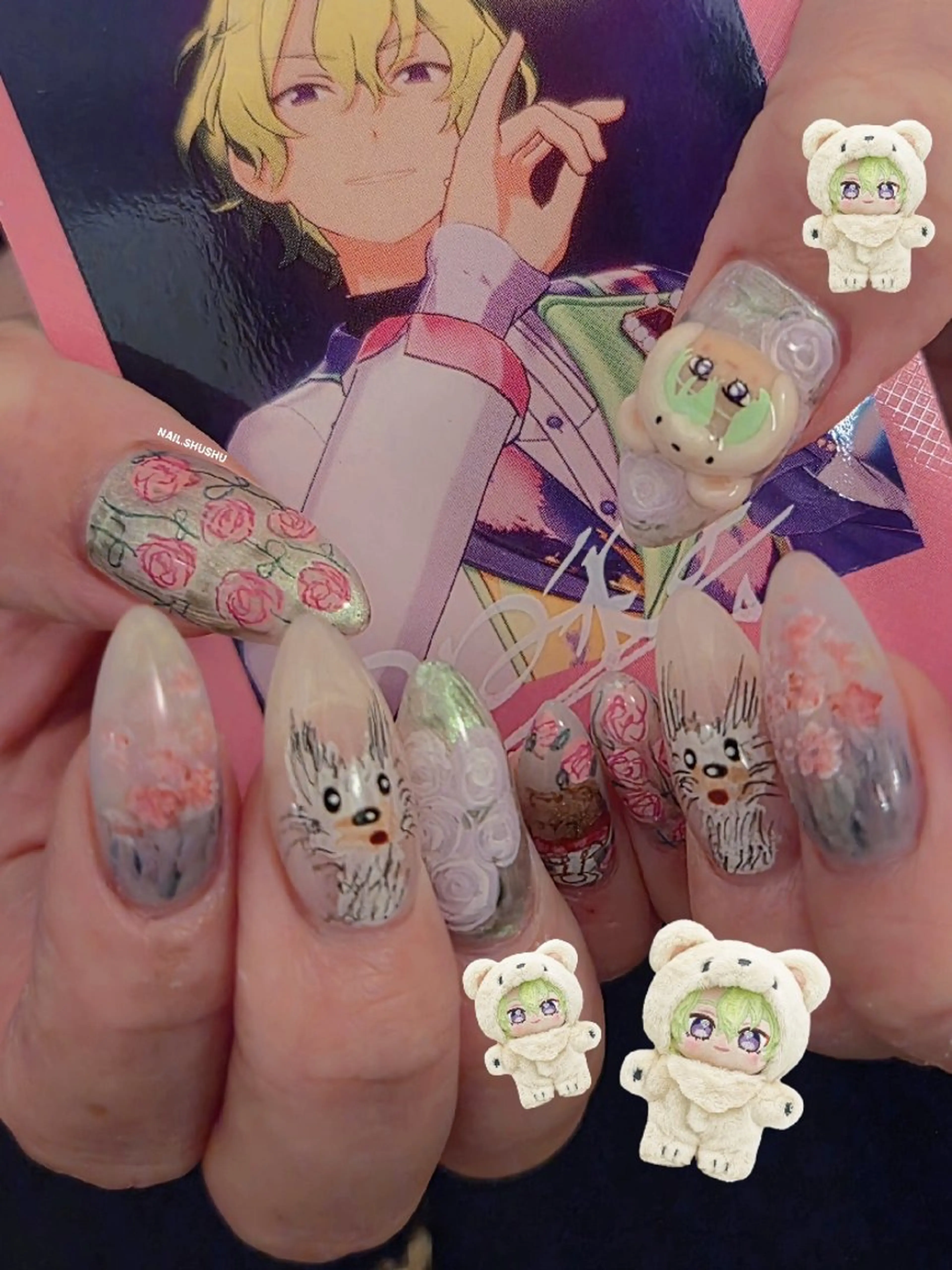 ネイル ハンドネイル 3dパーツ/流行り 👧shushu❤️のネイルデザイン