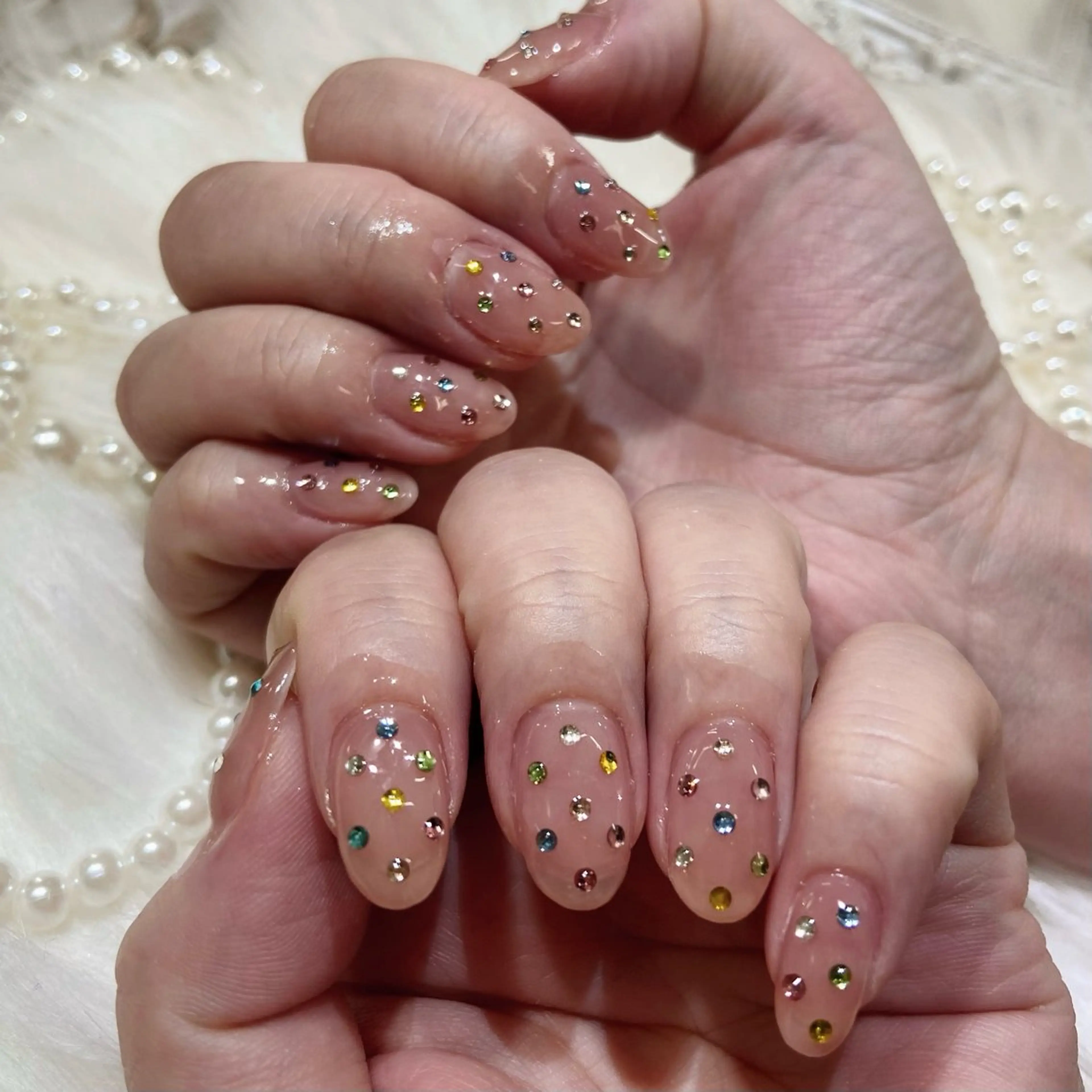 ネイル ストーンネイル ハンドネイル ハンドケア す みのネイルデザイン