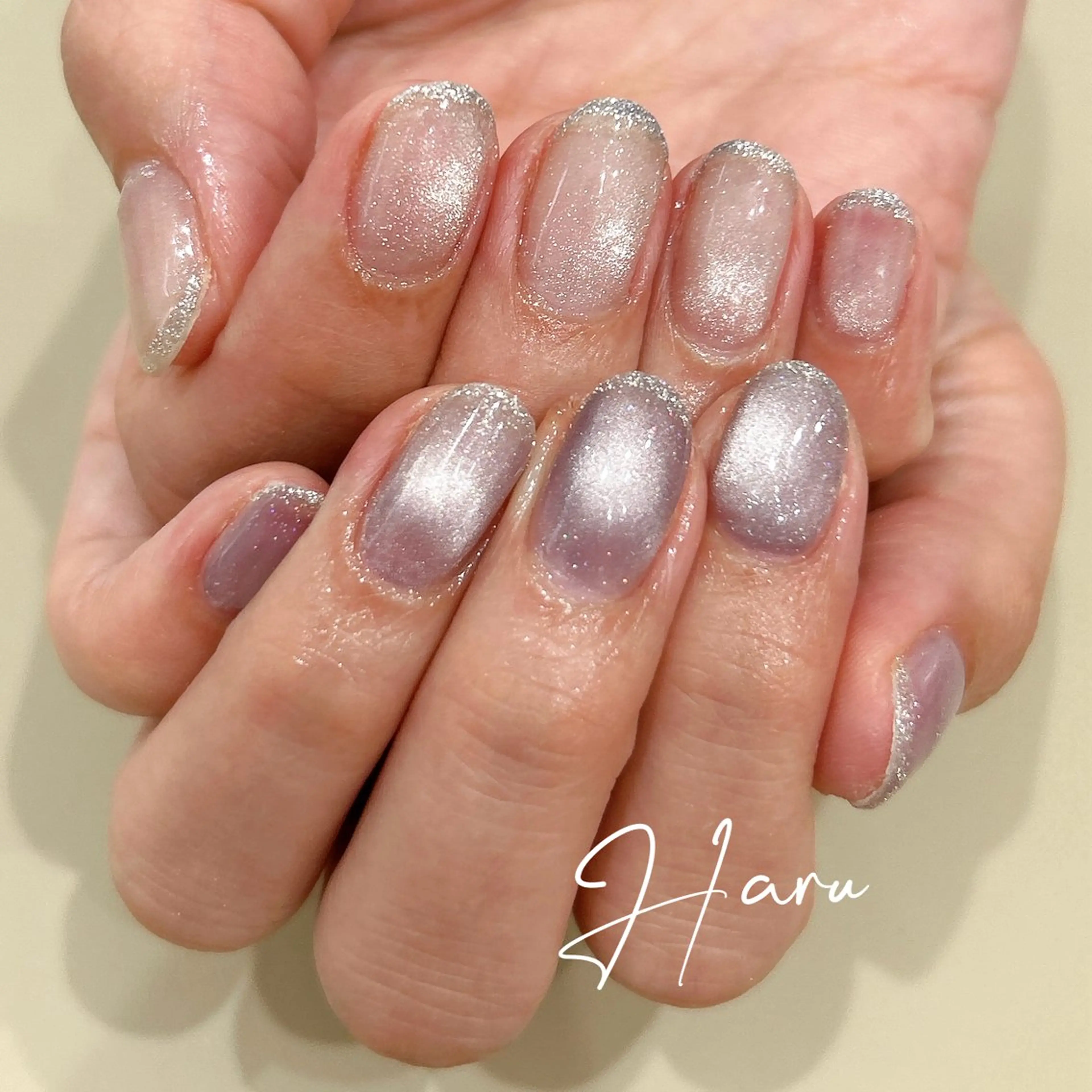 ネイル フレンチネイル マグネットネイル ハンドネイル Haru .mのネイルデザイン