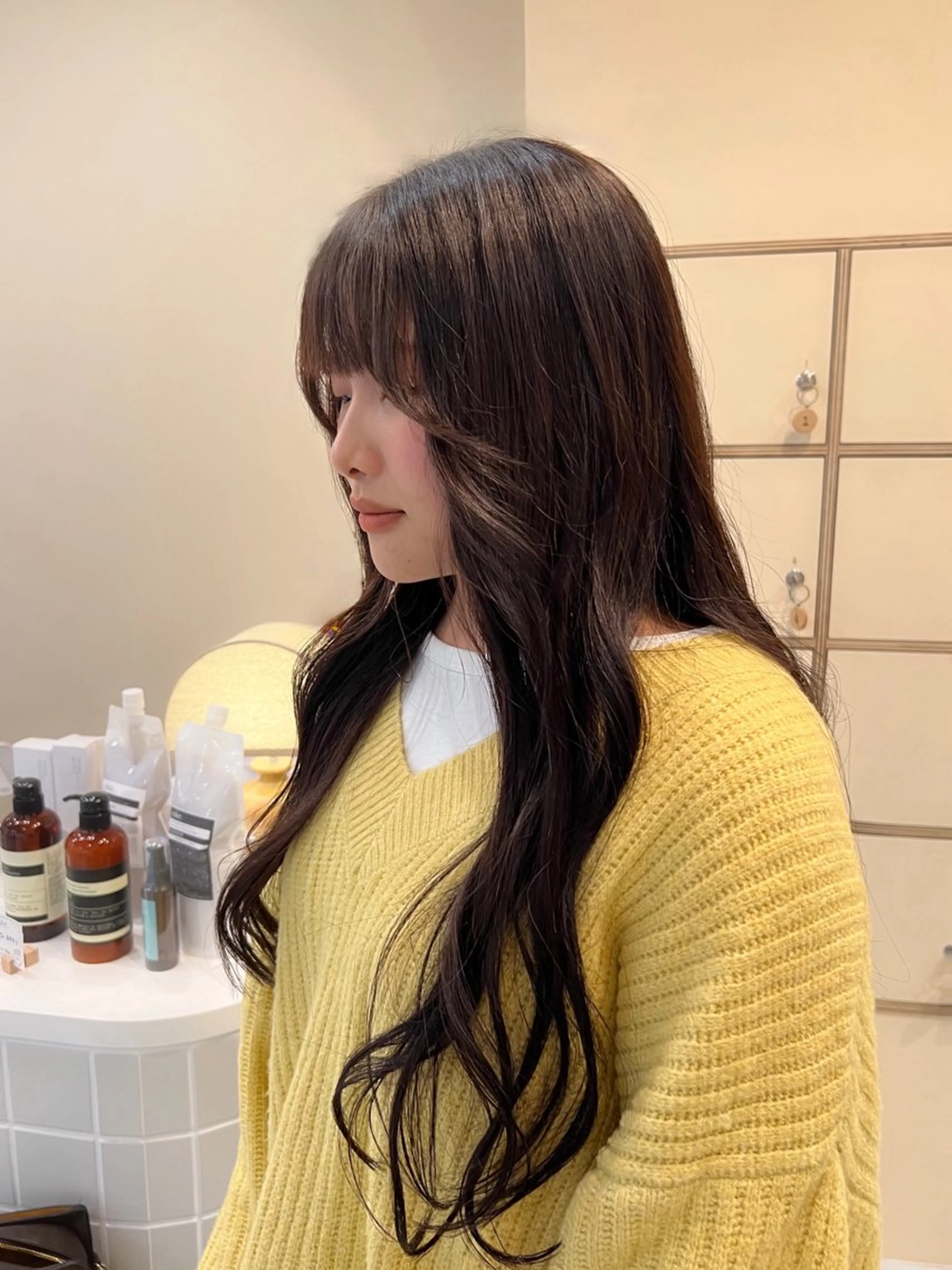 ロング カット ヘアカラー トリートメント mizuki ,のヘアスタイル