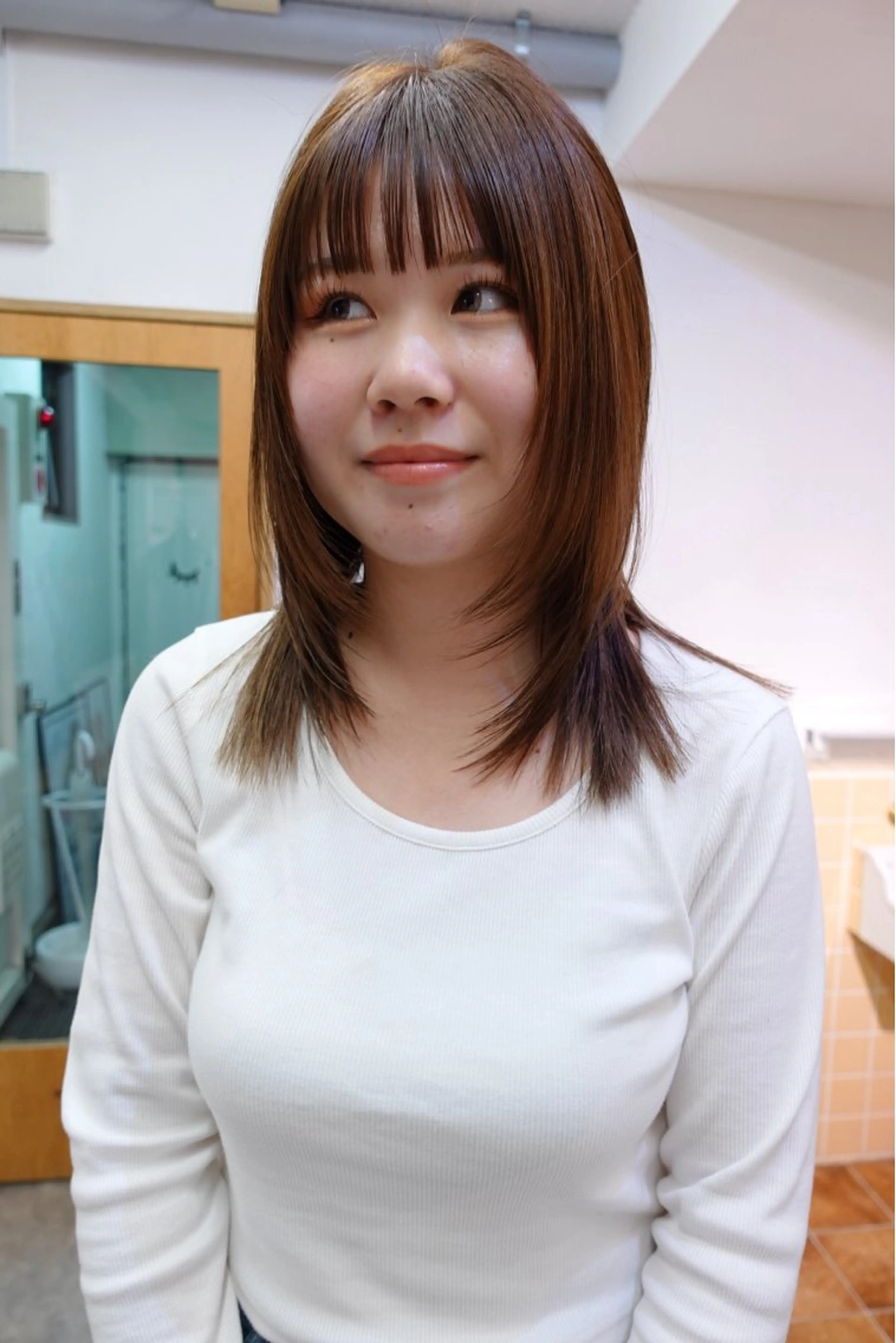 ミディアム カラー カット ヘアカラー トリートメント sakura🌸 レイヤー/韓国ヘアのヘアスタイル