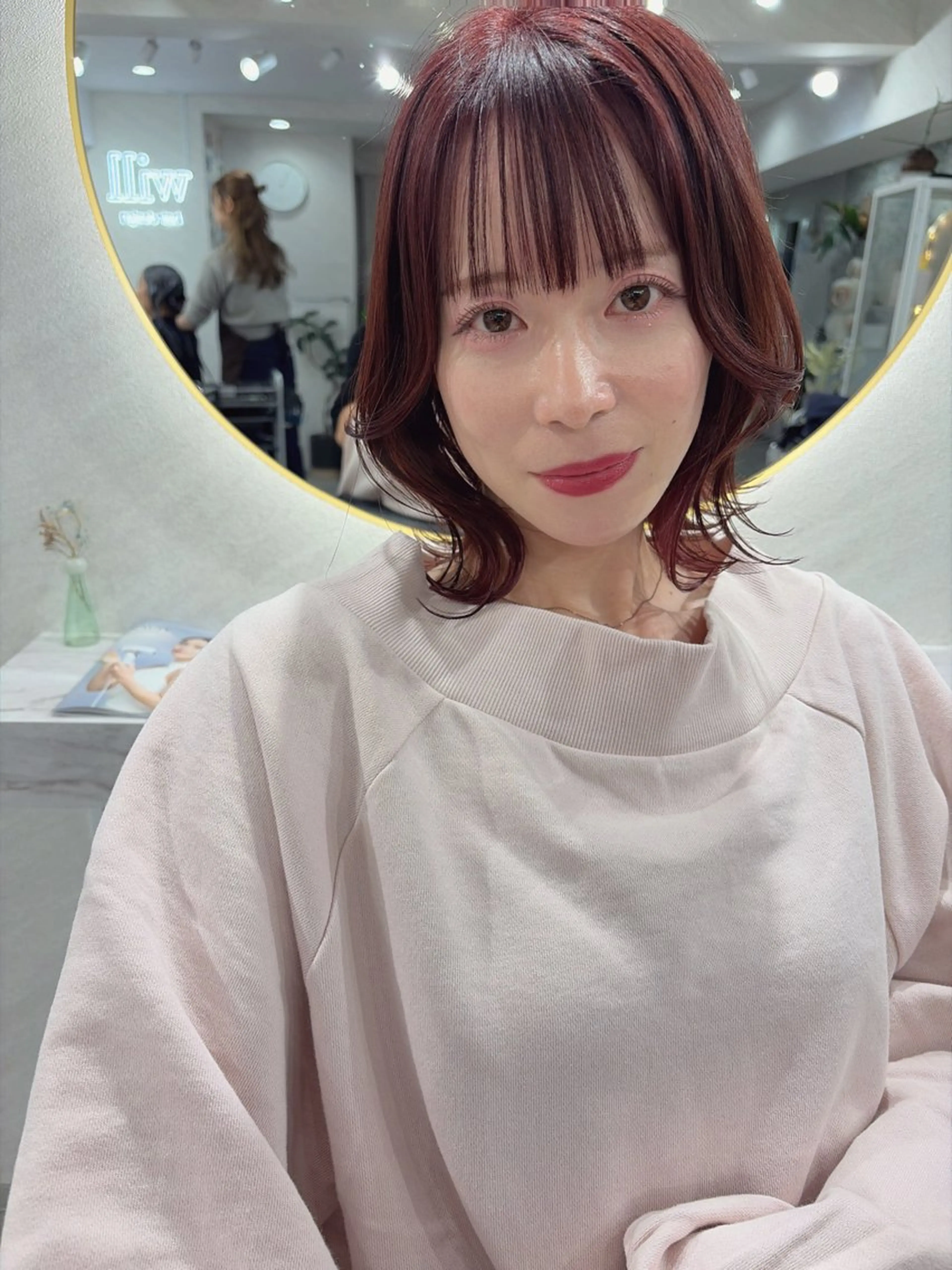 ミディアム カラー カット ヘアカラー トリートメント 髪質改善will hairdesignのヘアスタイル