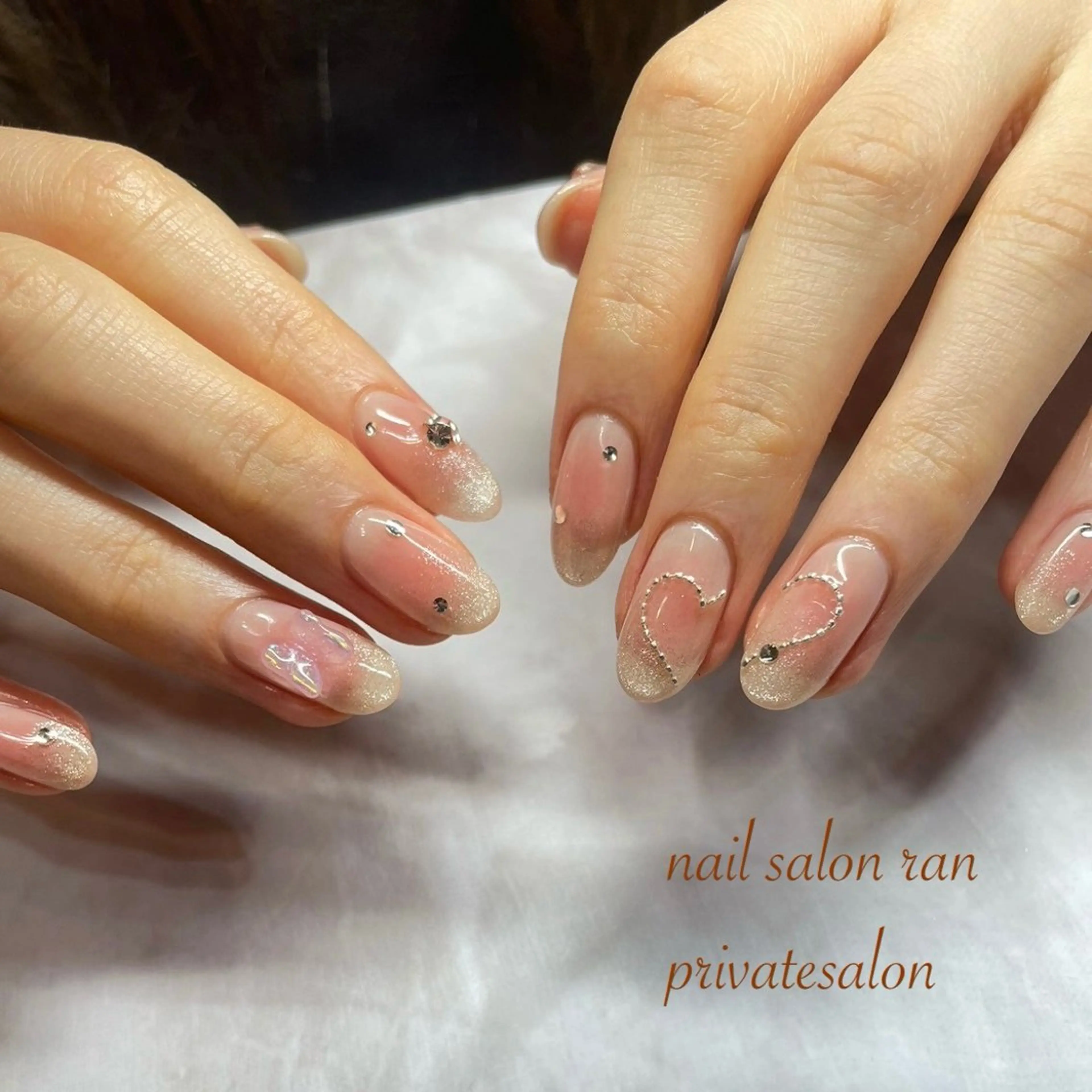 ネイル チークネイル ハート 春ネイル ハンドネイル ハンドケア nailsalon ranのネイルデザイン