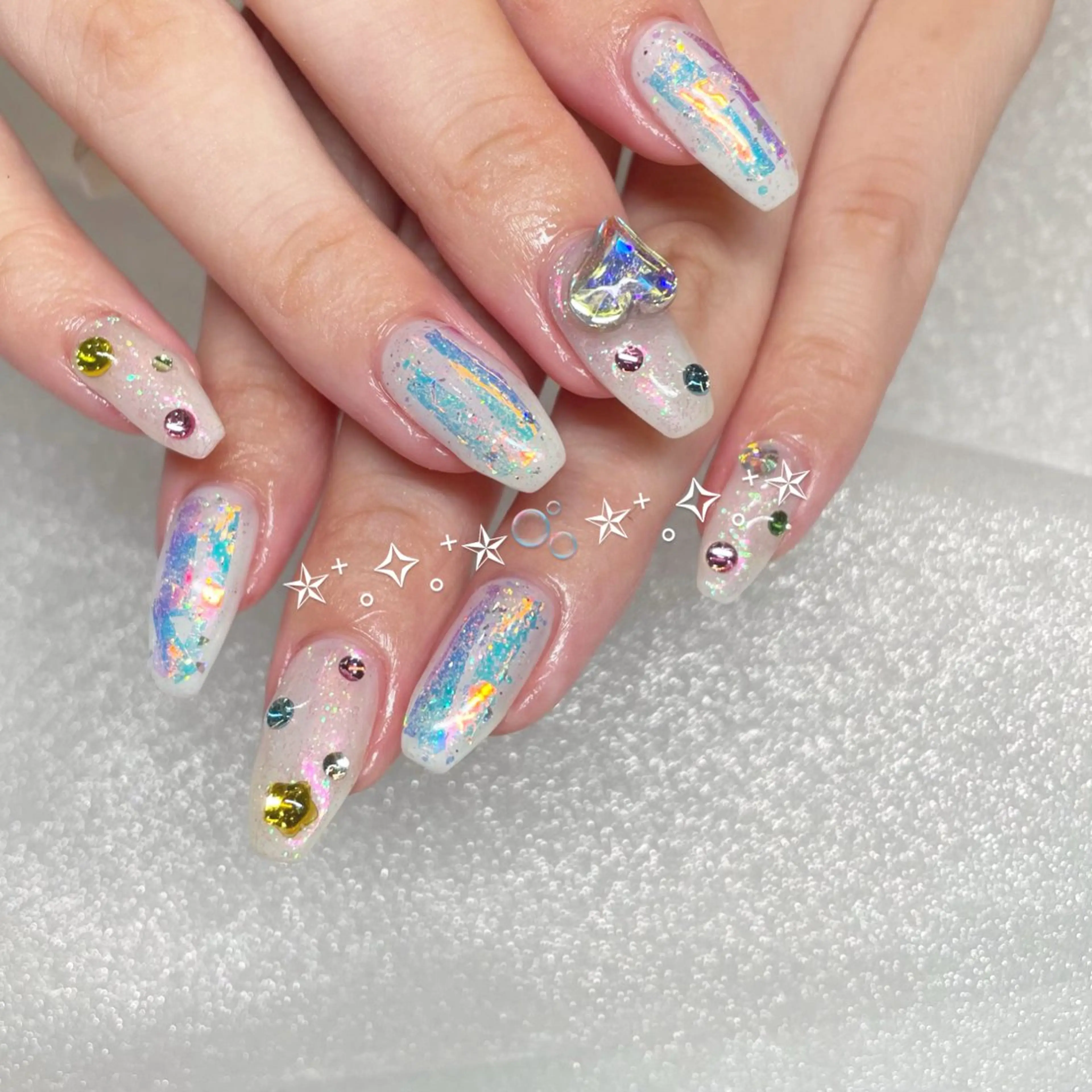 ネイル オーロラネイル キラキラネイル ラメ(グリッター) ストーンネイル ハンドネイル Tsukahara 🌷仙台PARCOのネイルデザイン