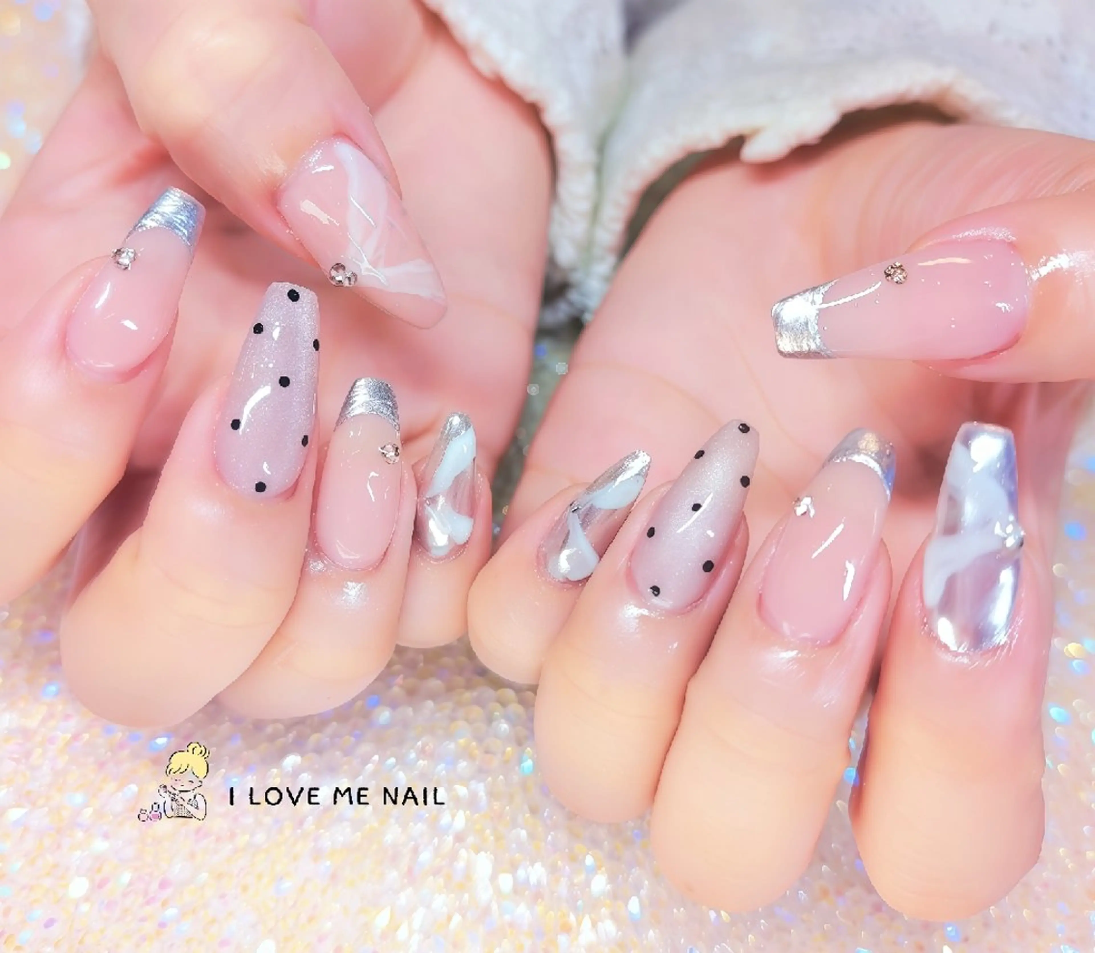 ネイル 長さ出し ハート 韓国ネイル マグネットネイル ニュアンスネイル ハンドネイル I LOVE ME NAIL.｡.:*♡のネイルデザイン