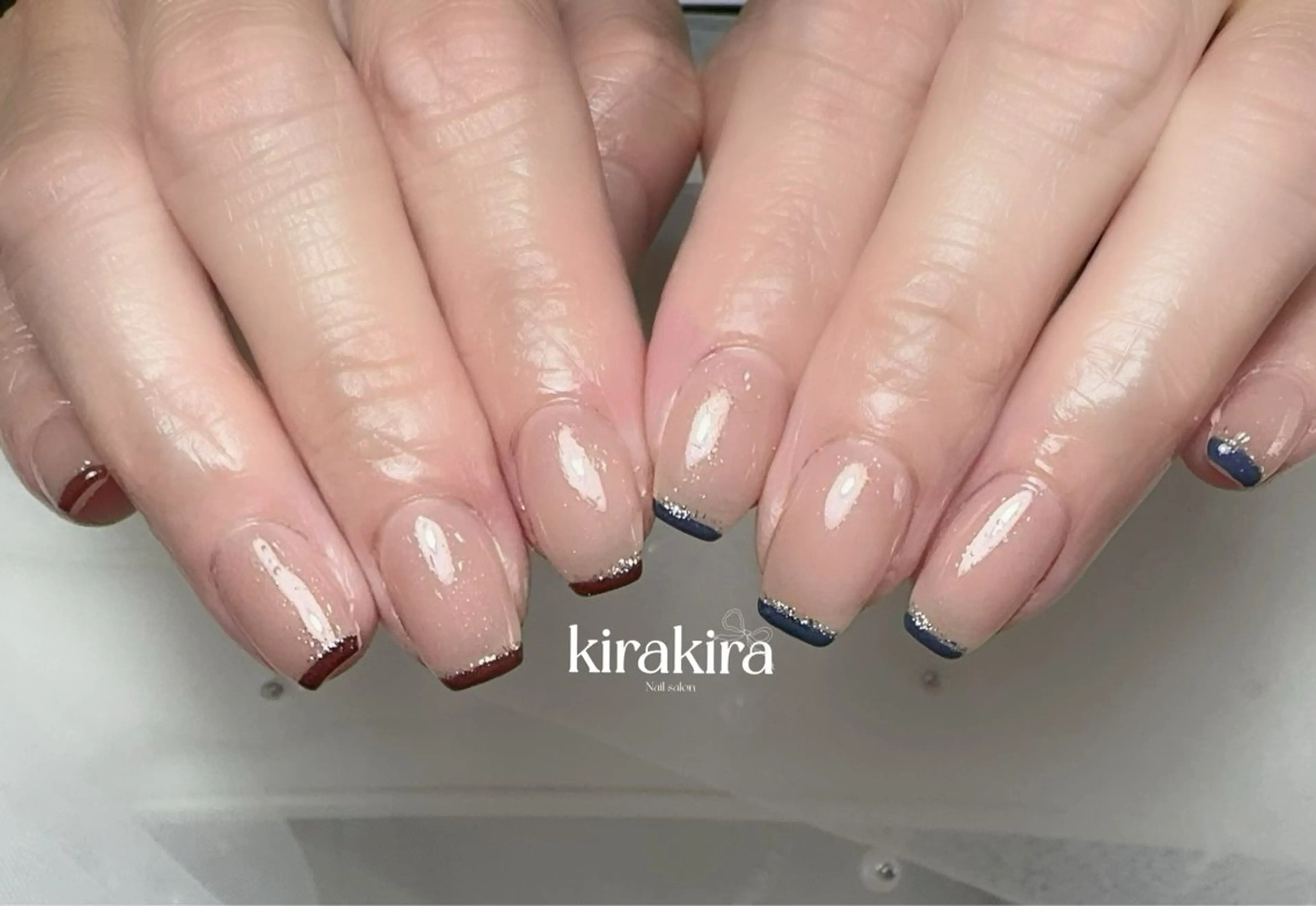 ネイル ドット フレンチネイル ジェルネイル マグネットネイル ニュアンスネイル Kirakira Nail salonのネイルデザイン