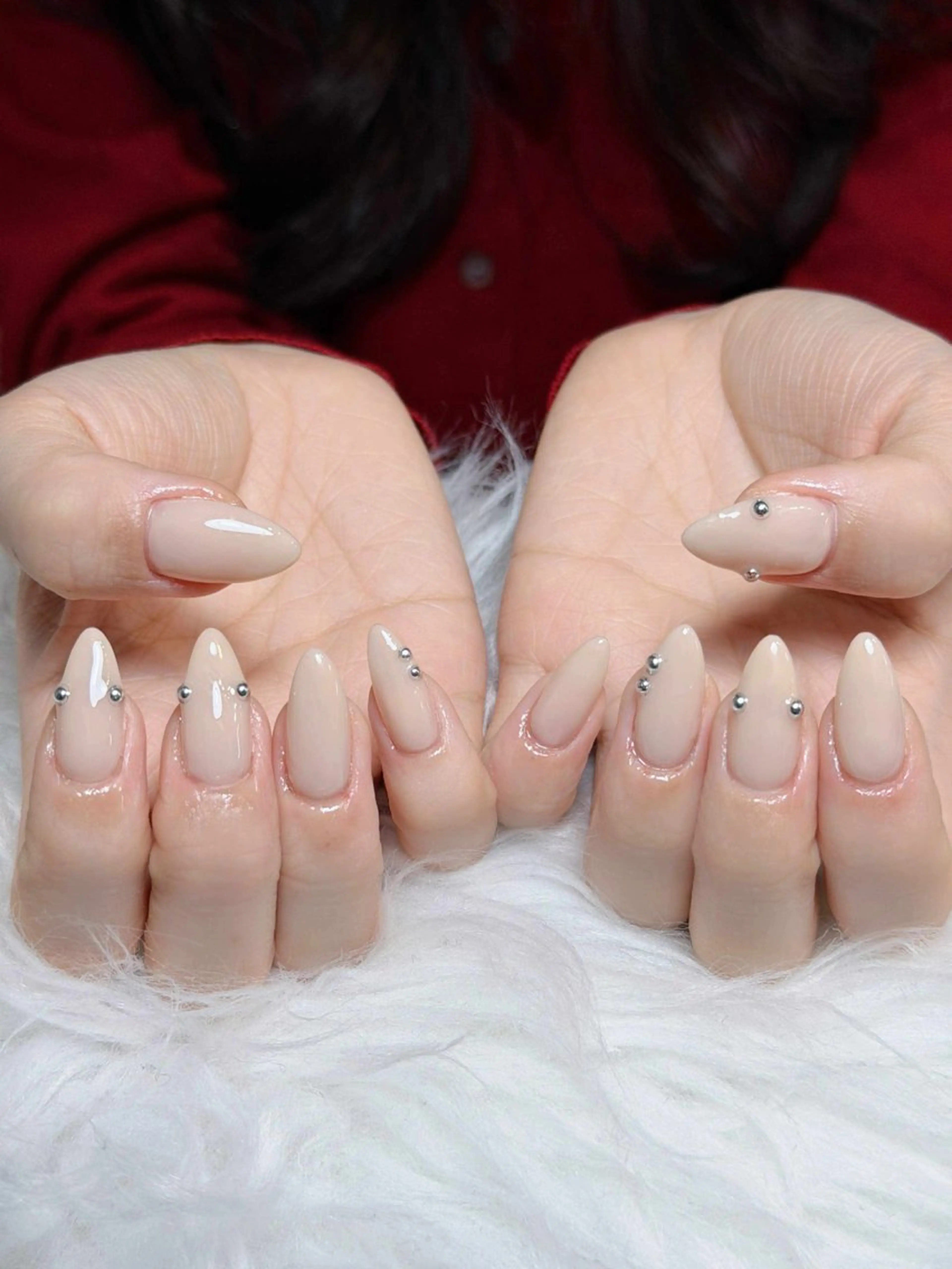 ネイル オーロラネイル ボルドー ブラウン 氷ネイル・うるうるネイル キラキラネイル ハンドネイル Julli NailStudioのネイルデザイン