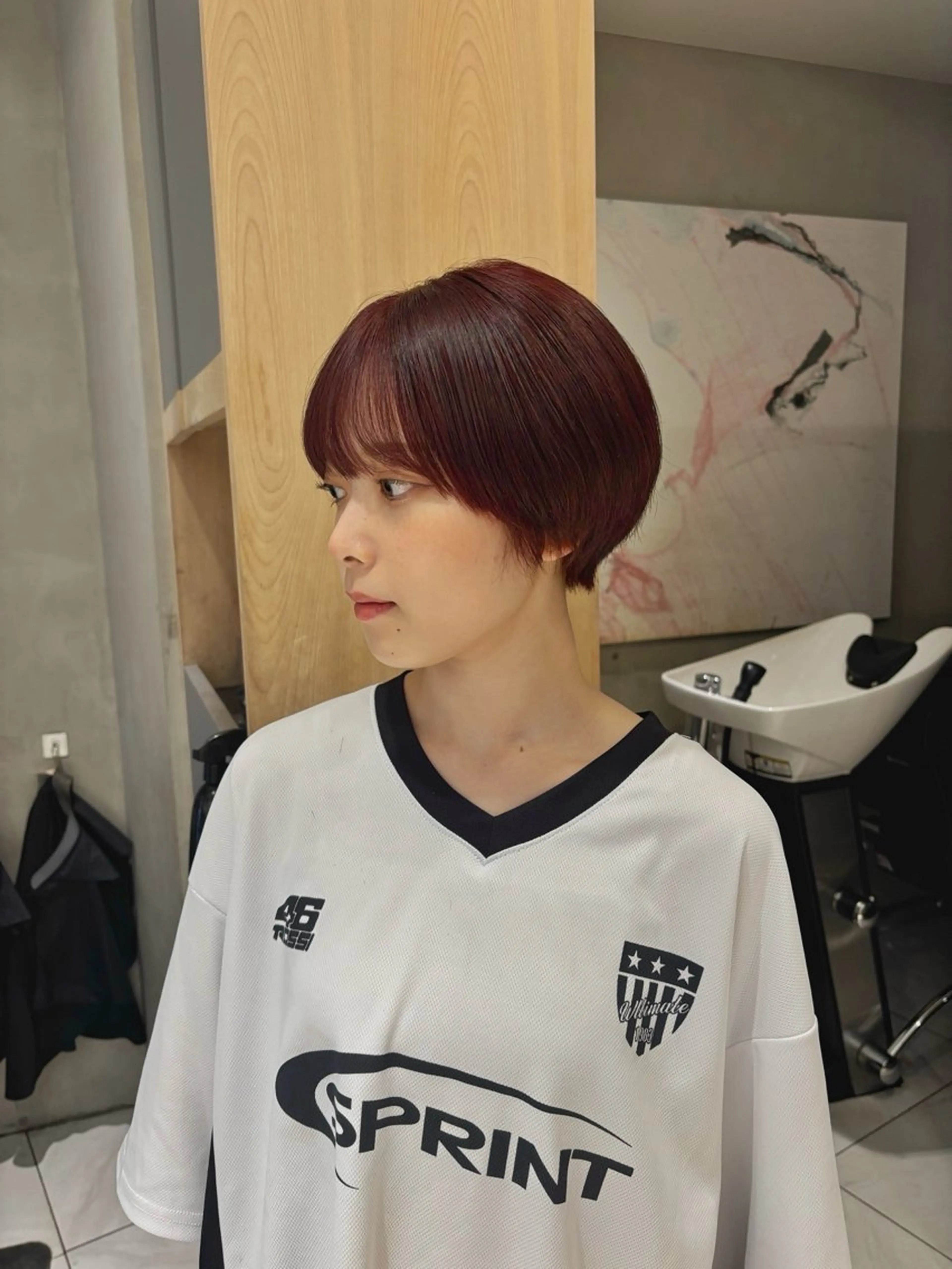 ショート カラー ヘアアレンジ ボルドーカラー カット ヘアカラー ヘアセット 艶髪/レイヤーカット 🐣misakiのヘアスタイル