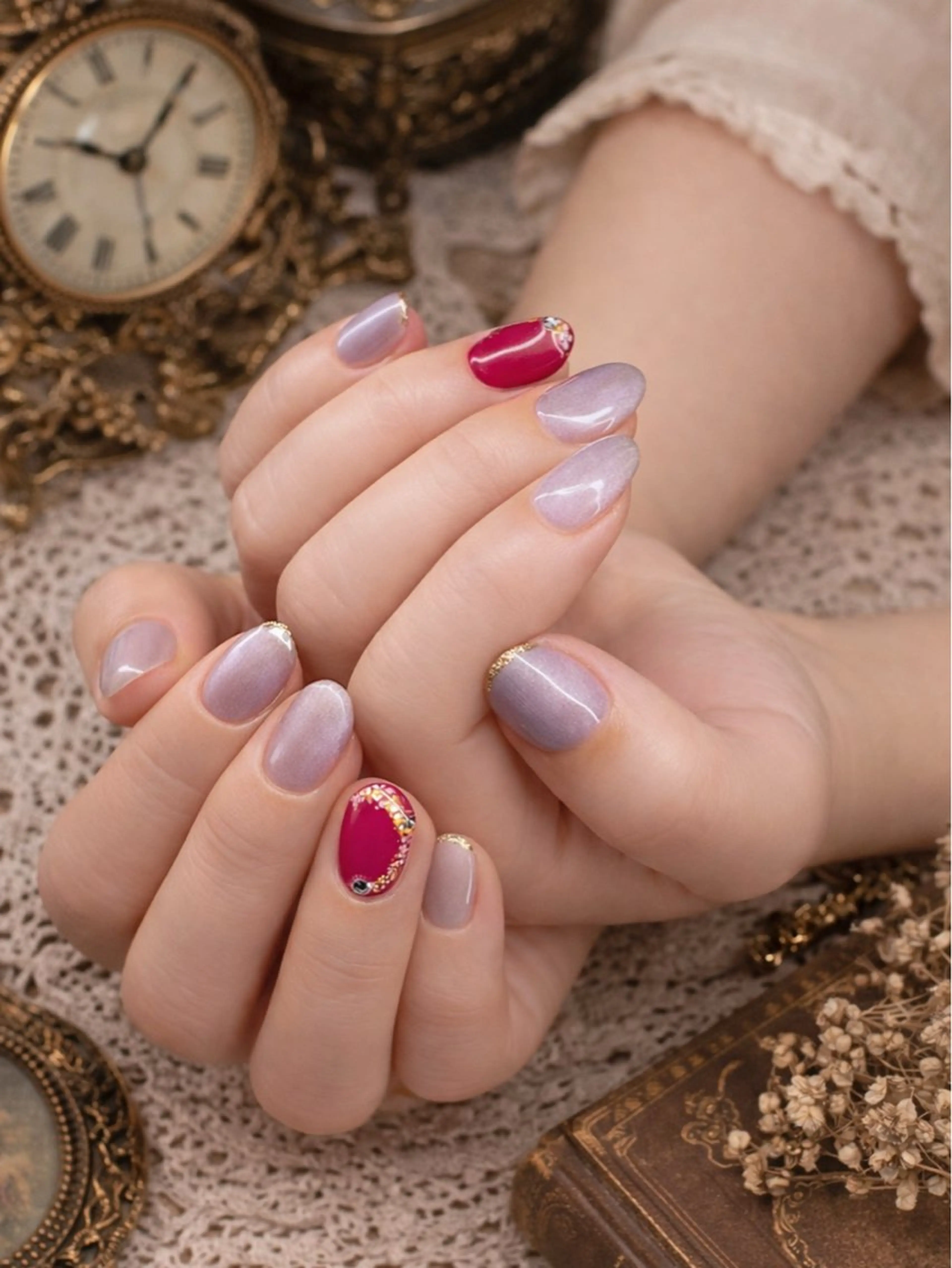 ネイル アートネイル ゴールド 春ネイル ハンドネイル Roger 舞のネイルデザイン