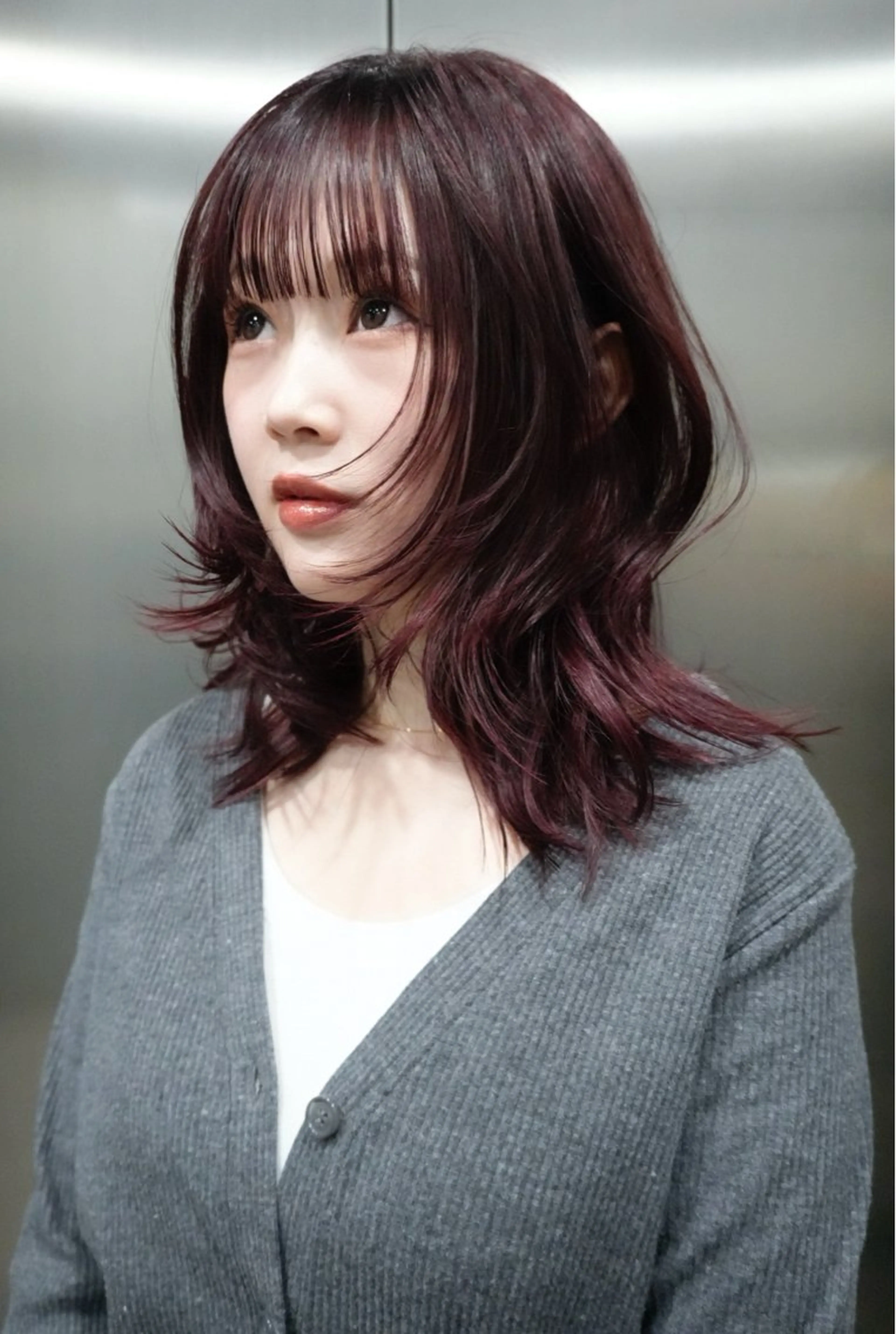 セミロング カット ヘアカラー ハッシュレイヤー ༊*·˚ リナのヘアスタイル