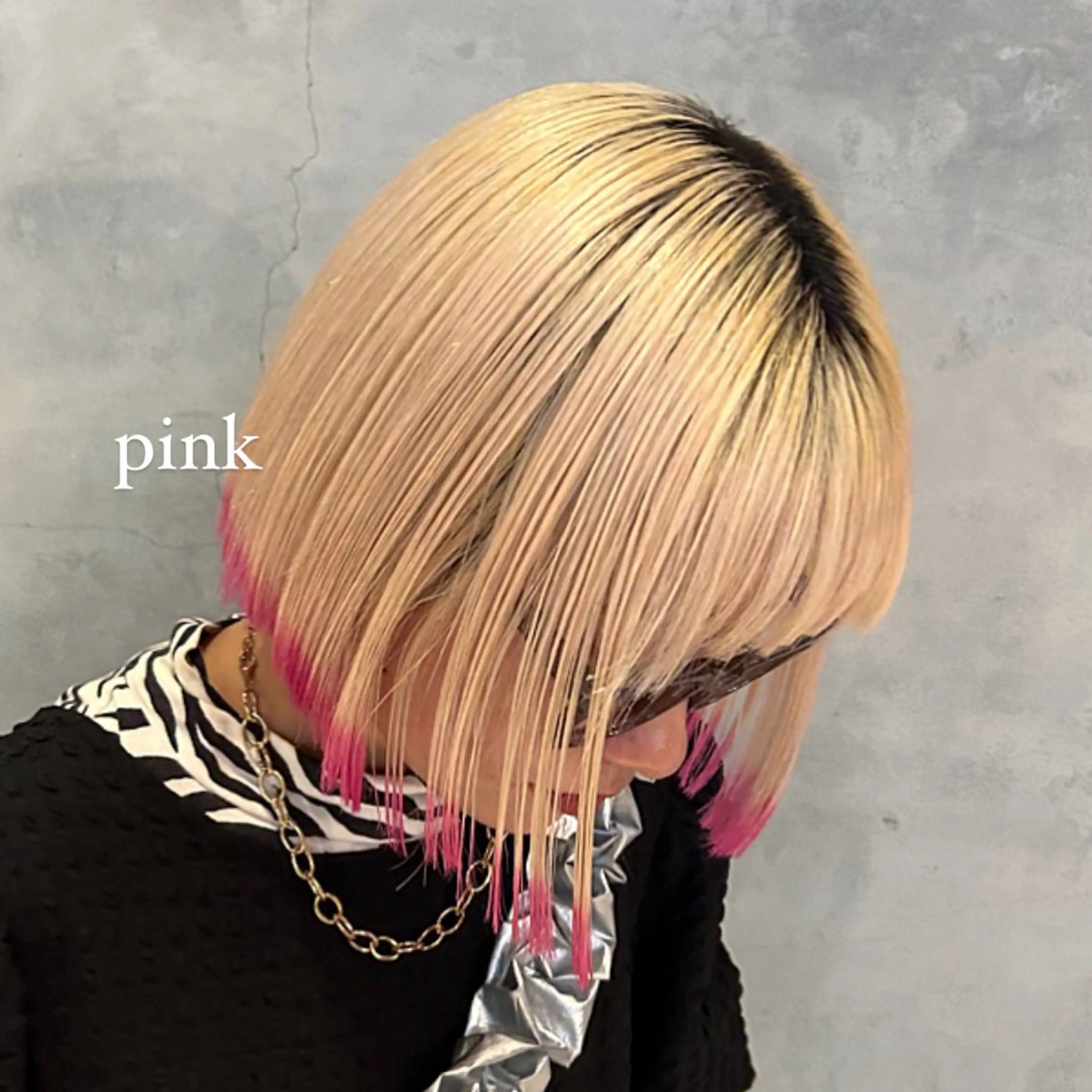 ミディアム カラー レイヤー/ボブ/透明 感カラー/佐藤奈由のヘアスタイル