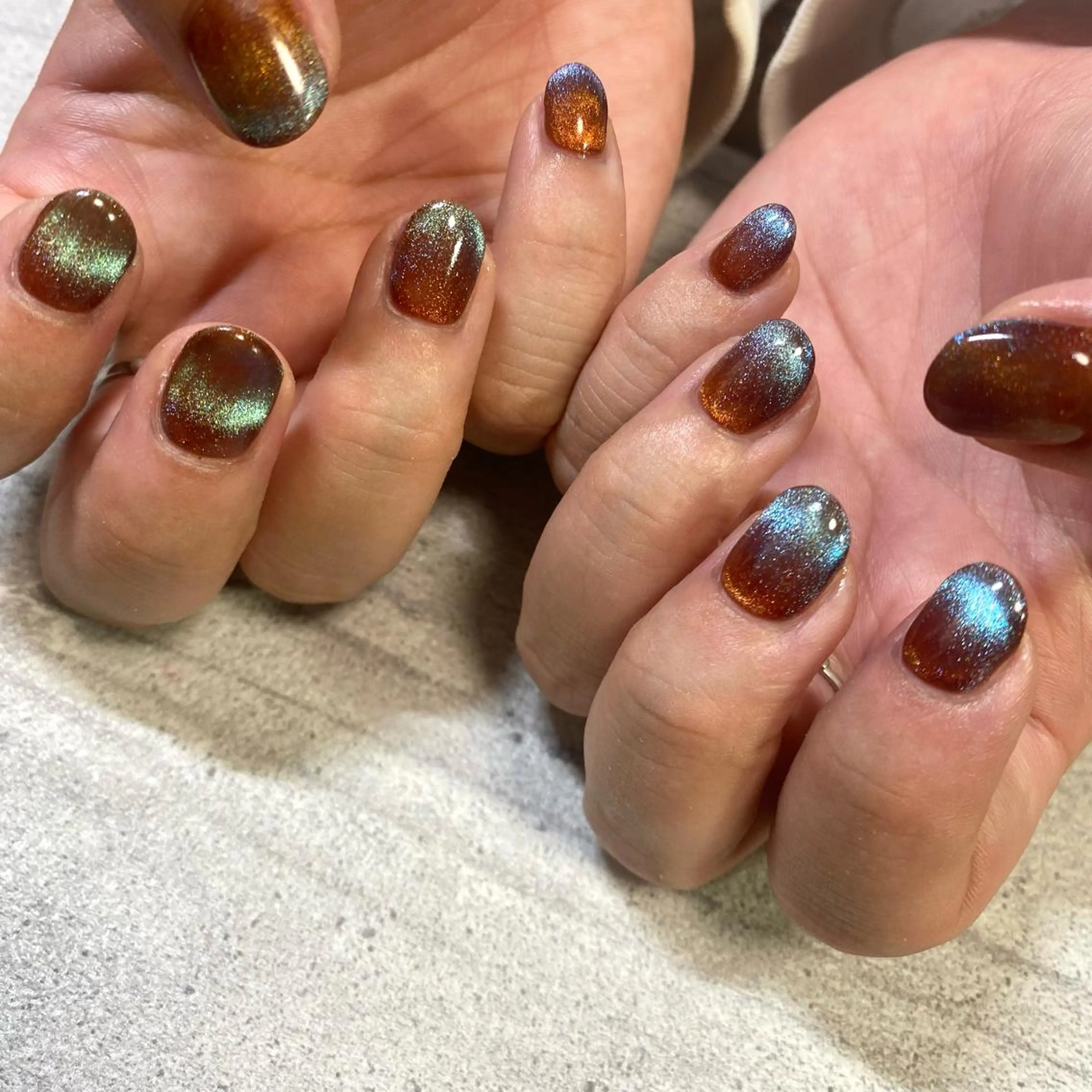 ショート カラー パーマ ヘアアレンジ メンズ キッズ ネイル マツエク・マツパ アイブロウ ブラウン マグネットネイル ハンドネイル ハンドケア 今福鶴見ネイル 8(ｴｲﾄ)のネイルデザイン