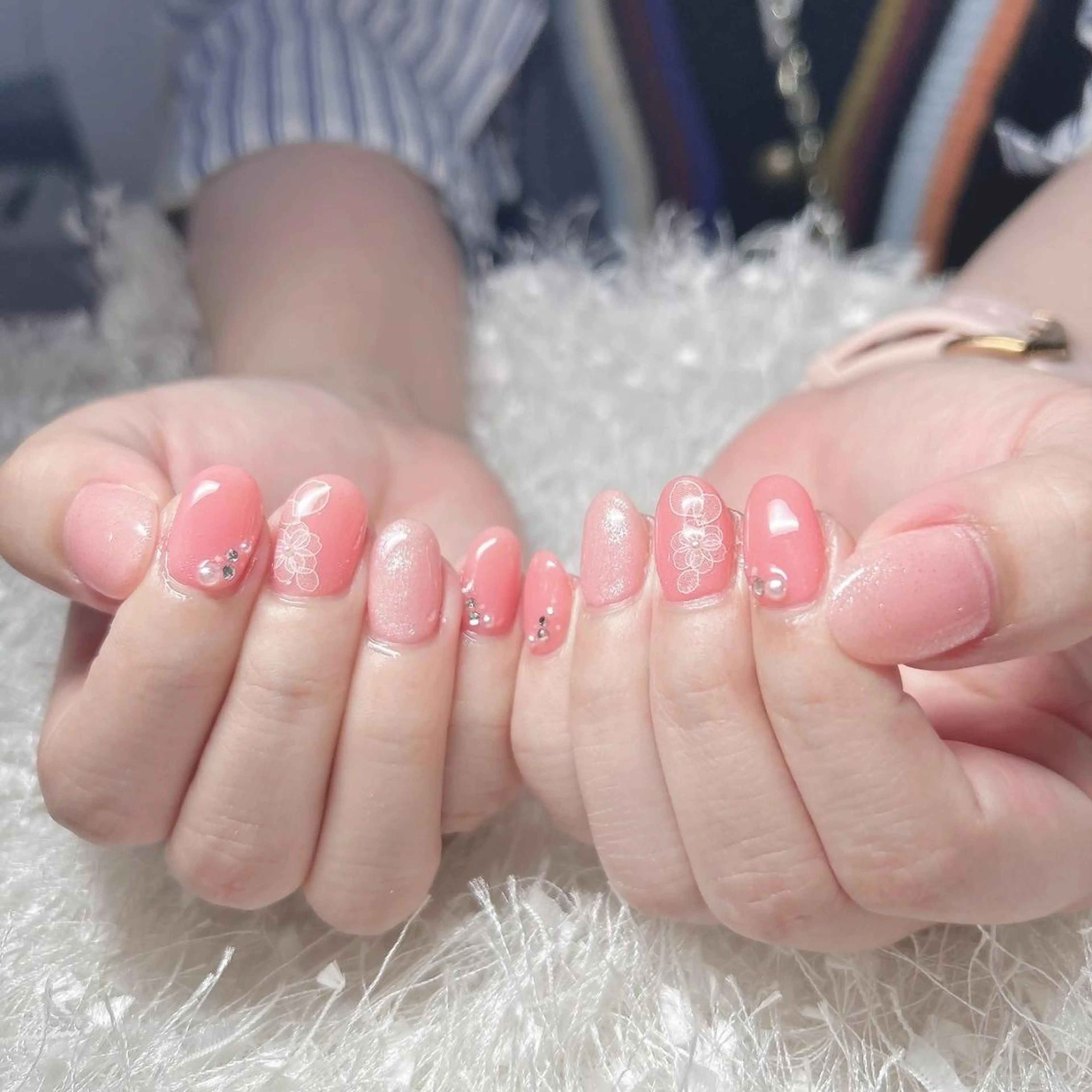 ネイル 長さ出し フレンチネイル ジェルネイル グラデーション 韓国ネイル ハンドネイル Nail&eye Belire 新宿のネイルデザイン