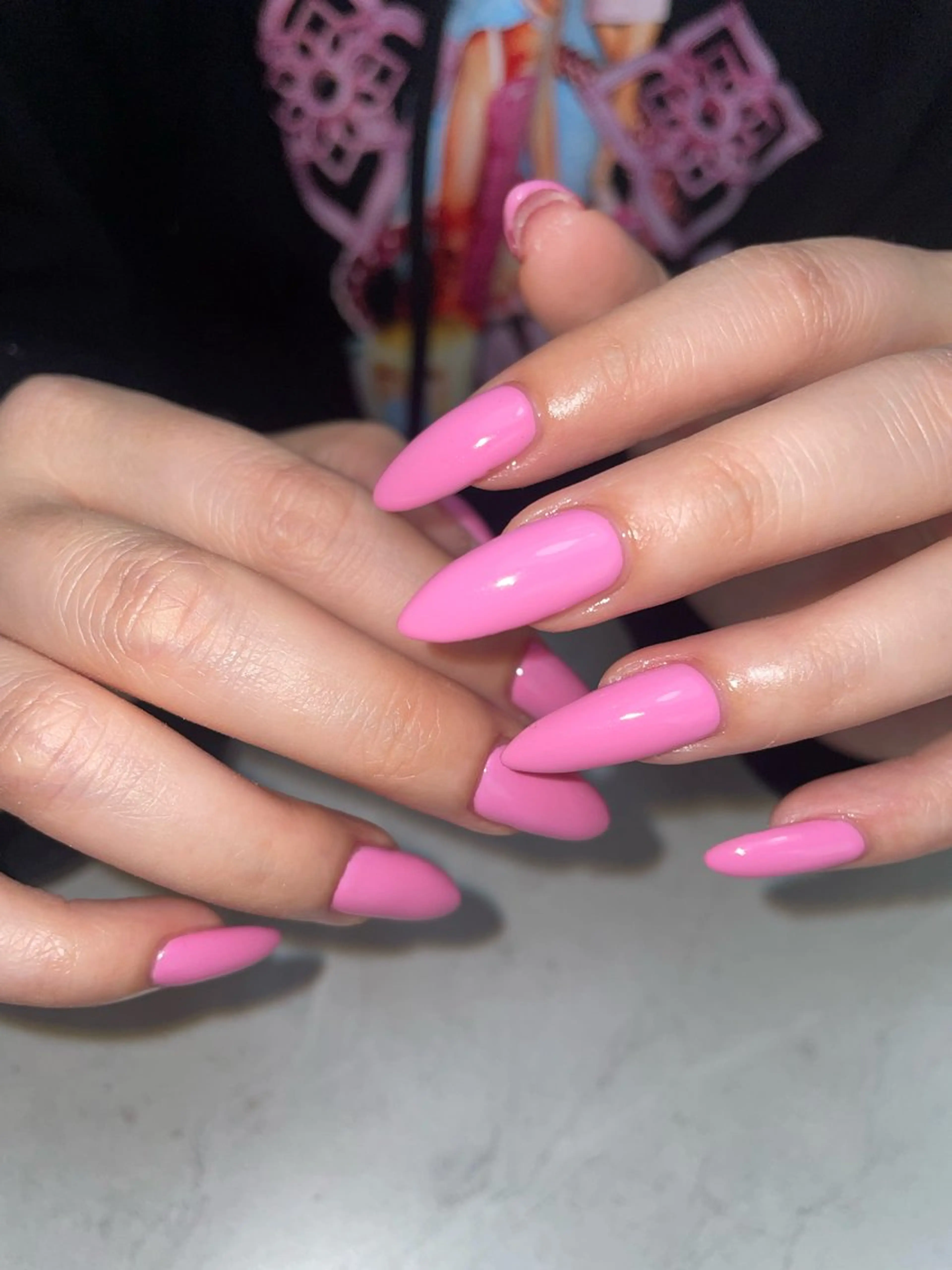 ネイル ガーリー ワンカラーネイル ピンク バレンタイン ハンドネイル miinail miyuuのネイルデザイン