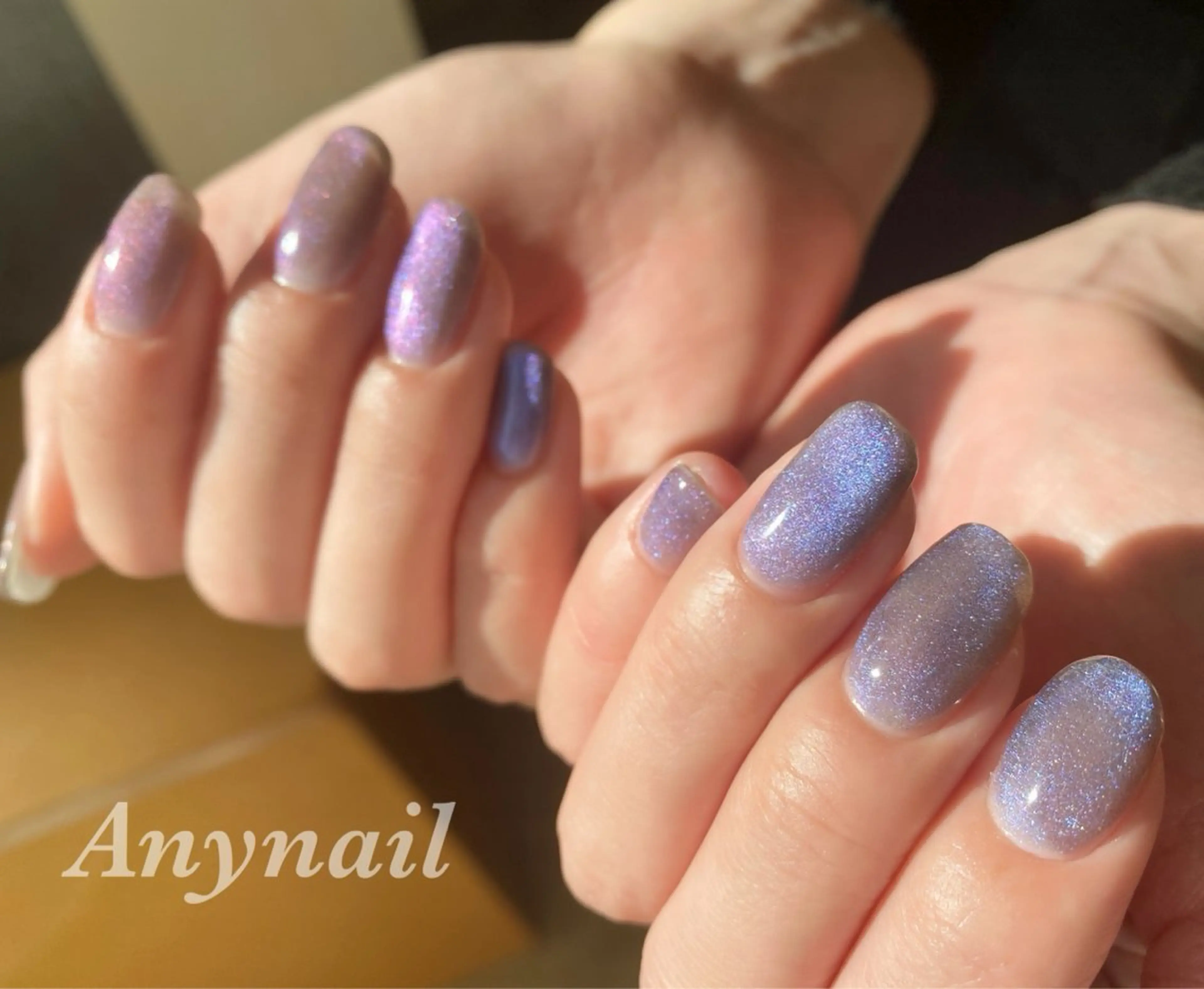 ネイル ブルー マグネットネイル ワンカラーネイル ハンドネイル 岩澤 恵子のネイルデザイン