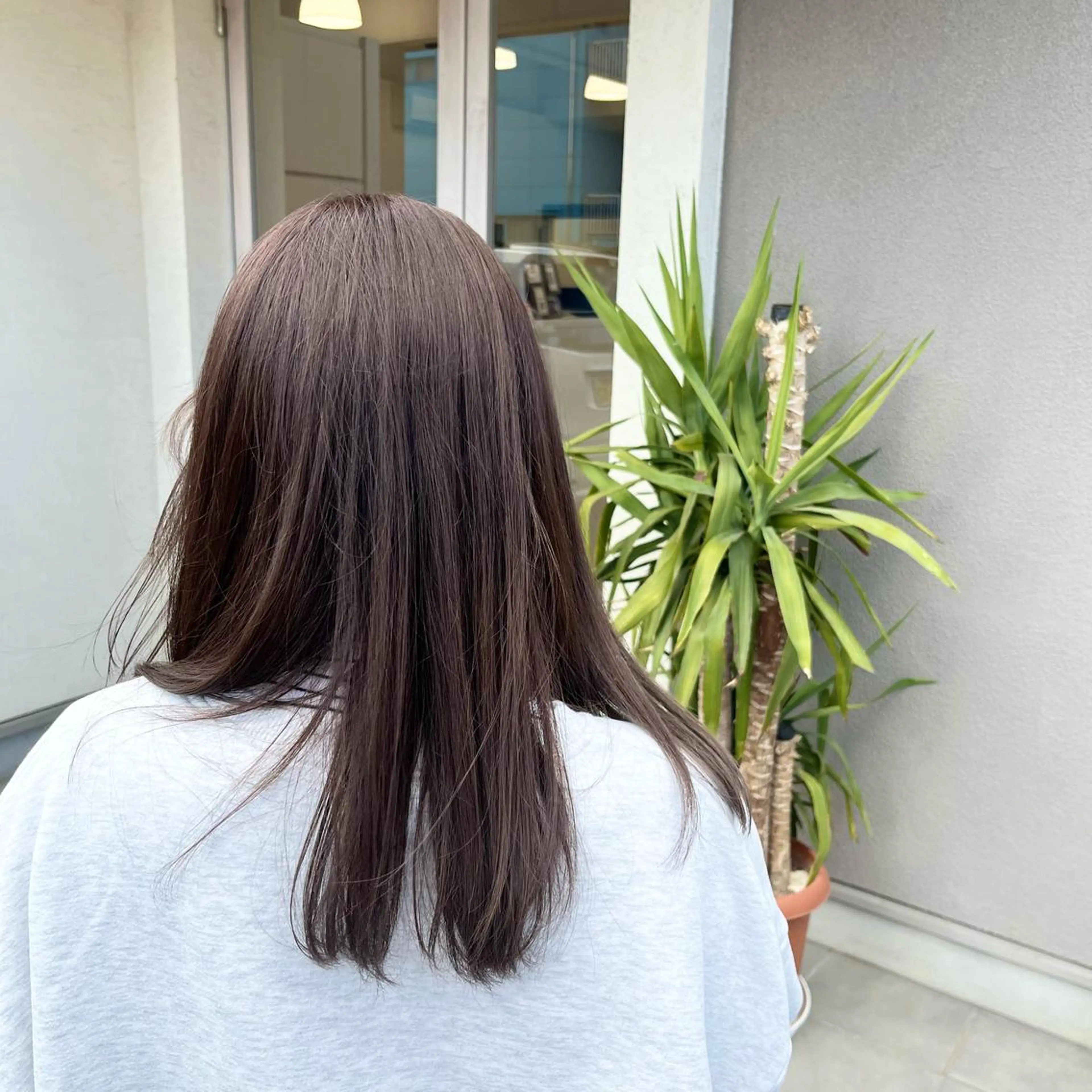 ミディアム カラー グレージュ 田中 和可のヘアスタイル