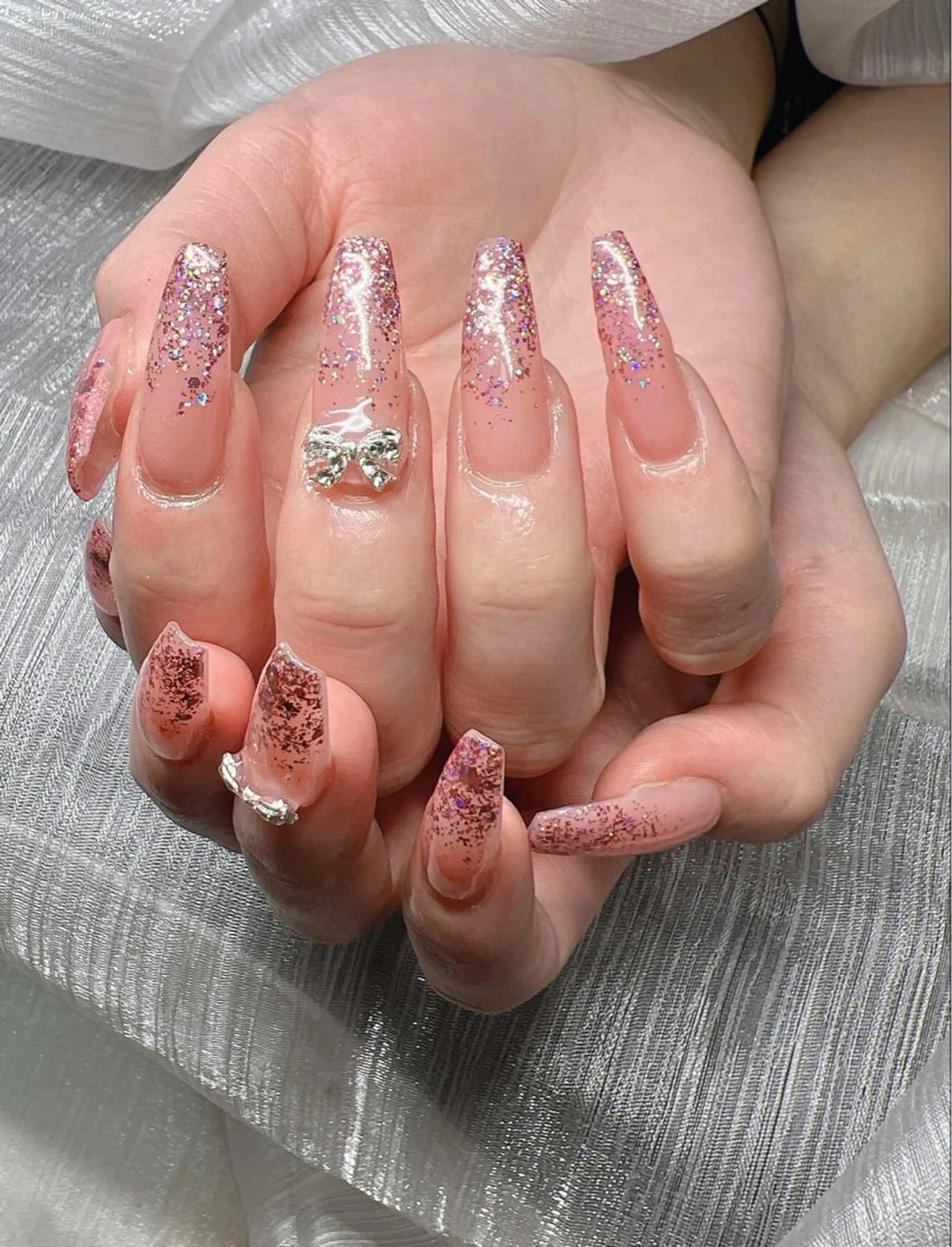 ネイル オーロラネイル チークネイル 長さ出し フットネイル フレンチネイル Lee Nails チップ長さだし専門店のネイルデザイン