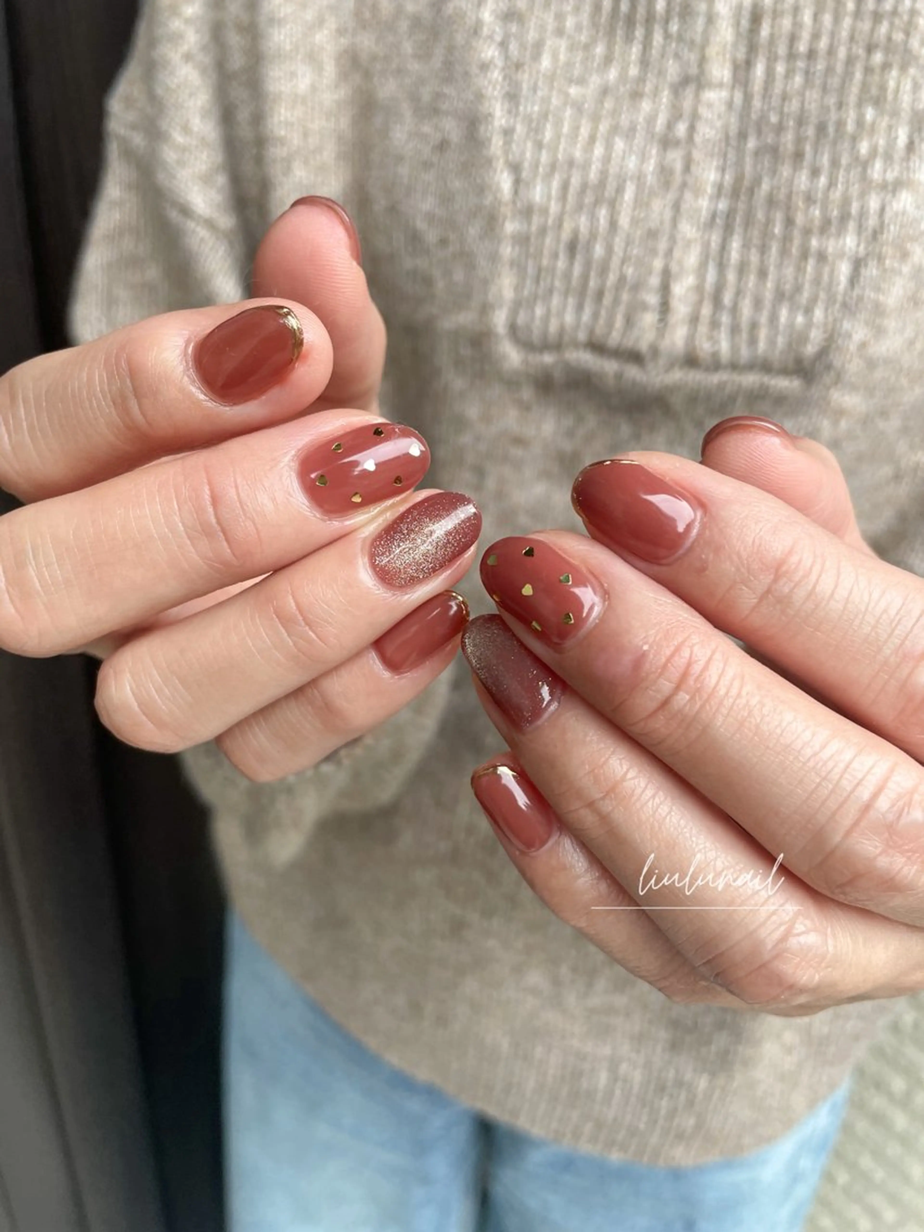 ネイル ドット ハート liulu nailのネイルデザイン