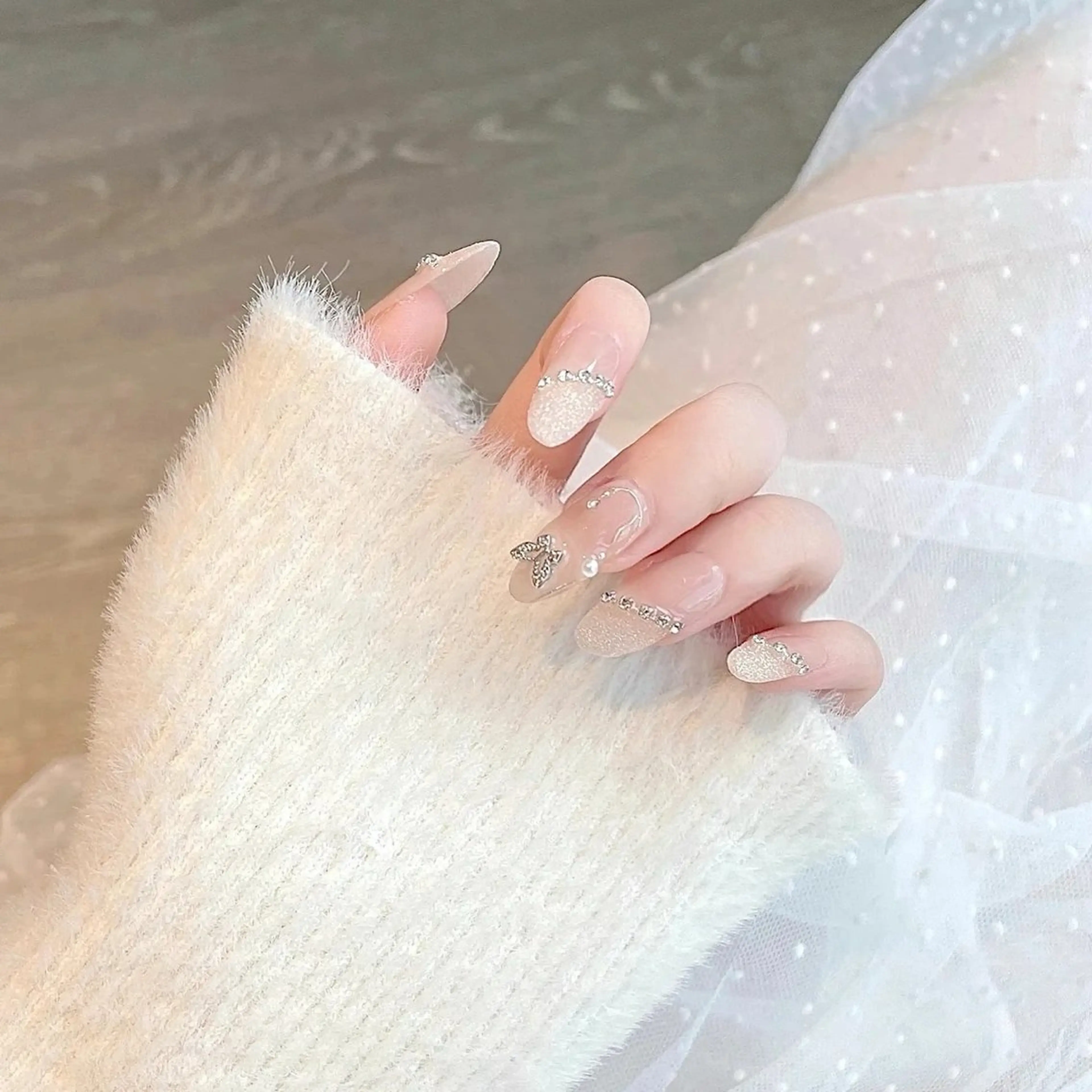 ネイル アートネイル フレンチネイル ジェルネイル ガラスフレンチ 韓国ネイル Kozeni NAIL SALONのネイルデザイン