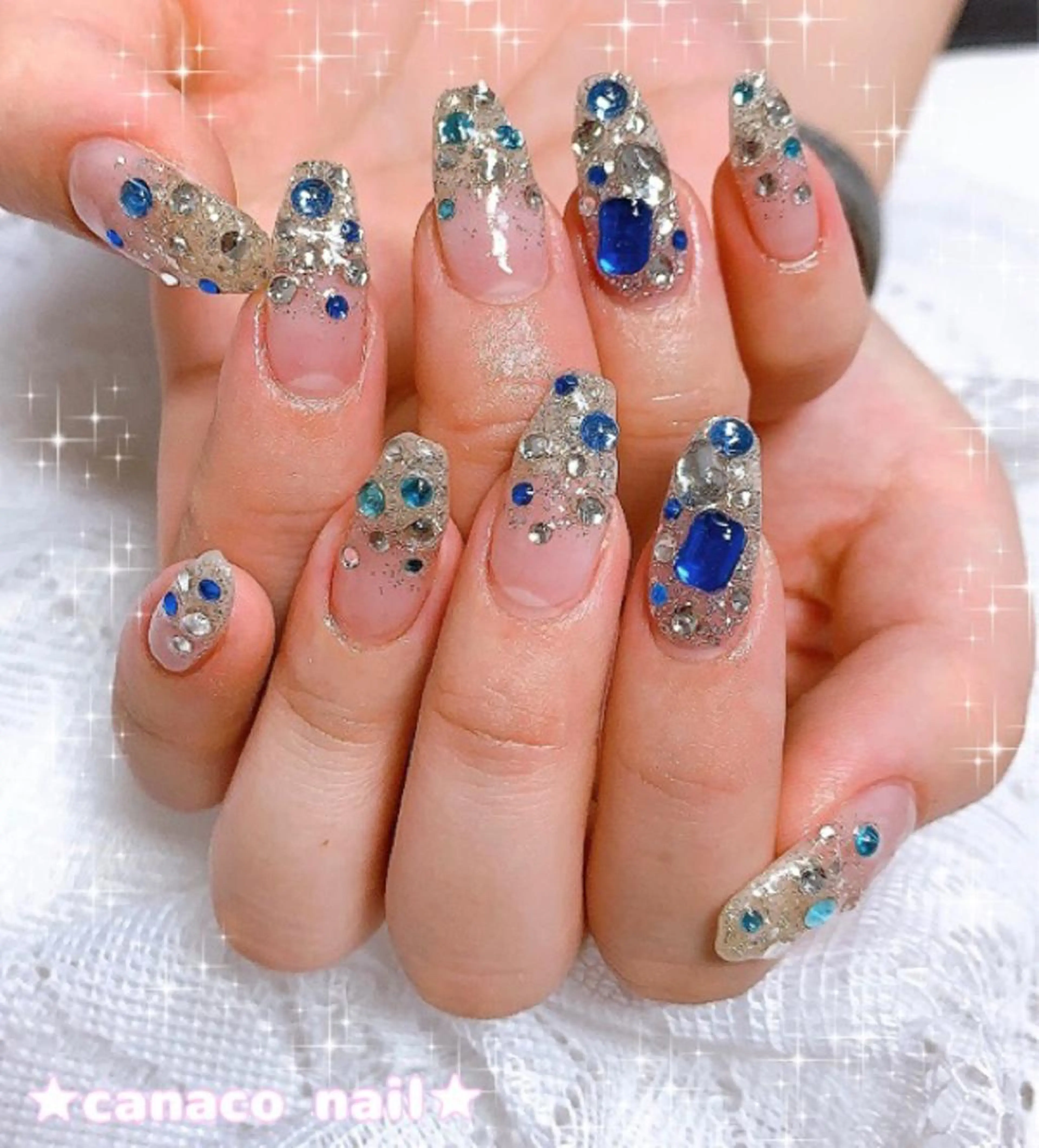 ネイル アートネイル ジェルネイル キラキラネイル パラジェル ストーンネイル ハンドネイル ハンドケア ベテランネイル cnc  nailのネイルデザイン